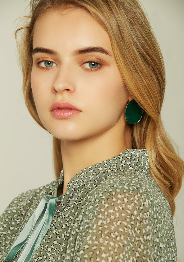 Green Jade Resin Stud Earrings - ownthelooks-Development