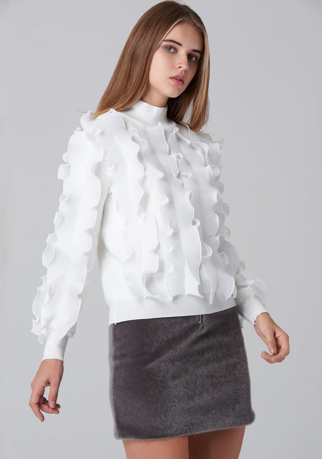 Grey Faux Fur Mini Skirt - ownthelooks-Development