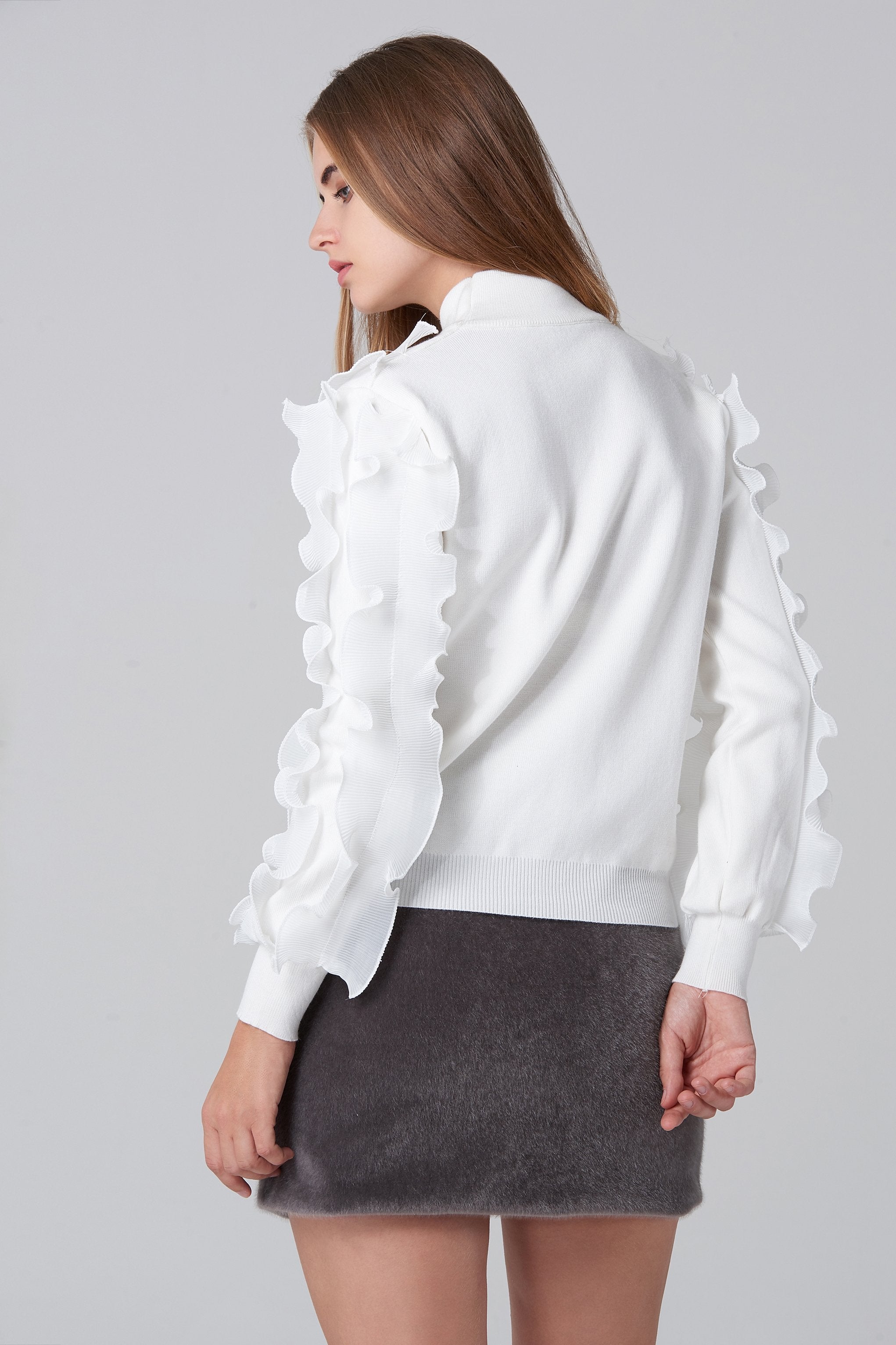 Grey Faux Fur Mini Skirt - ownthelooks-Development