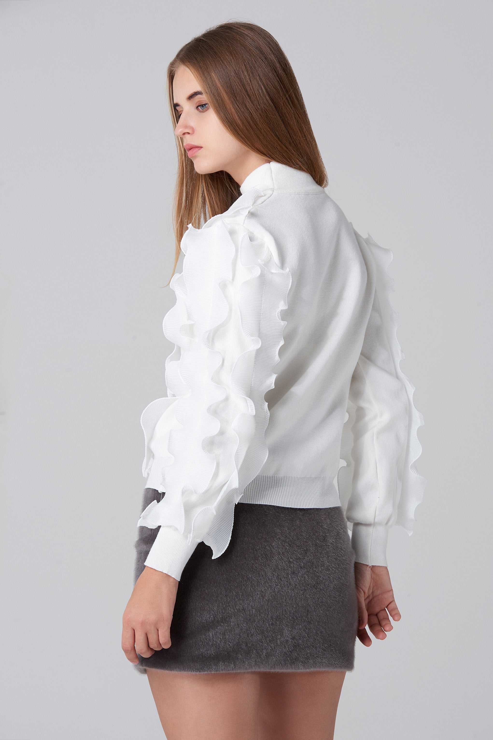 Grey Faux Fur Mini Skirt - ownthelooks-Development