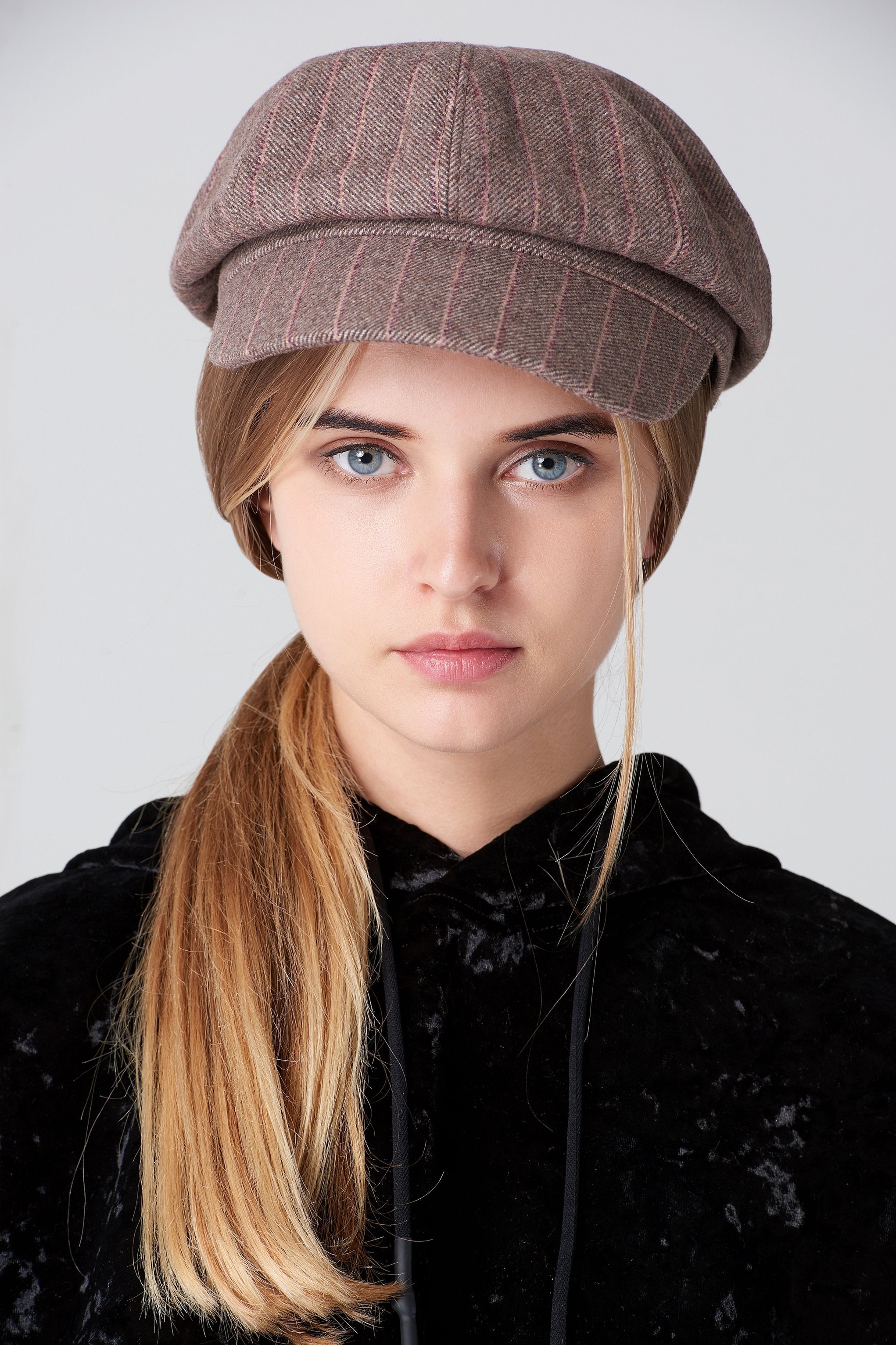 Grey Plaid News Boy Beret Hat - ownthelooks-Development