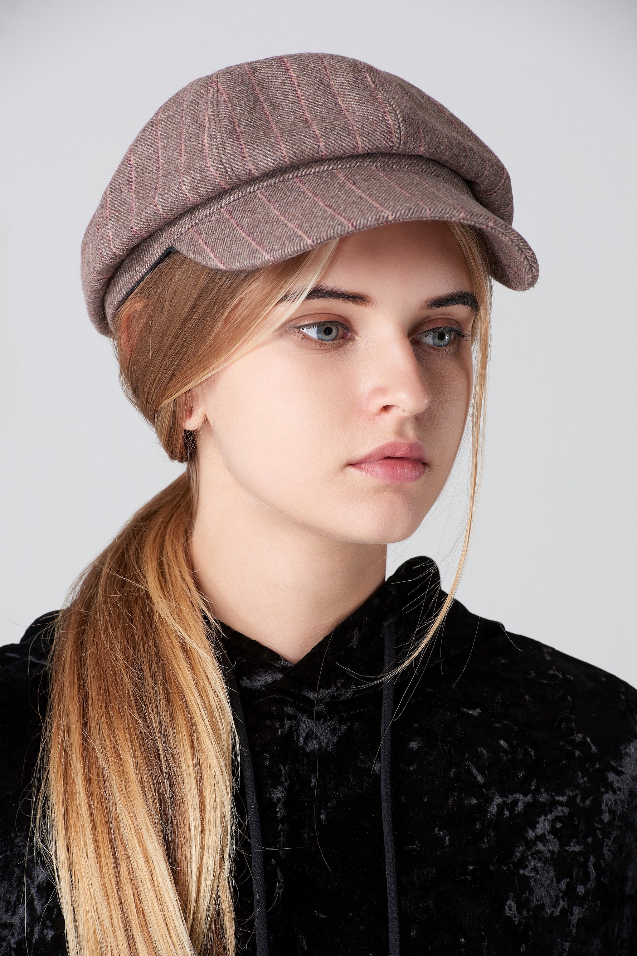 Grey Plaid News Boy Beret Hat - ownthelooks-Development