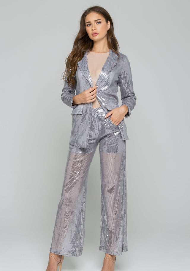 Grey Sequined Pantsuit - ownthelooks-Development