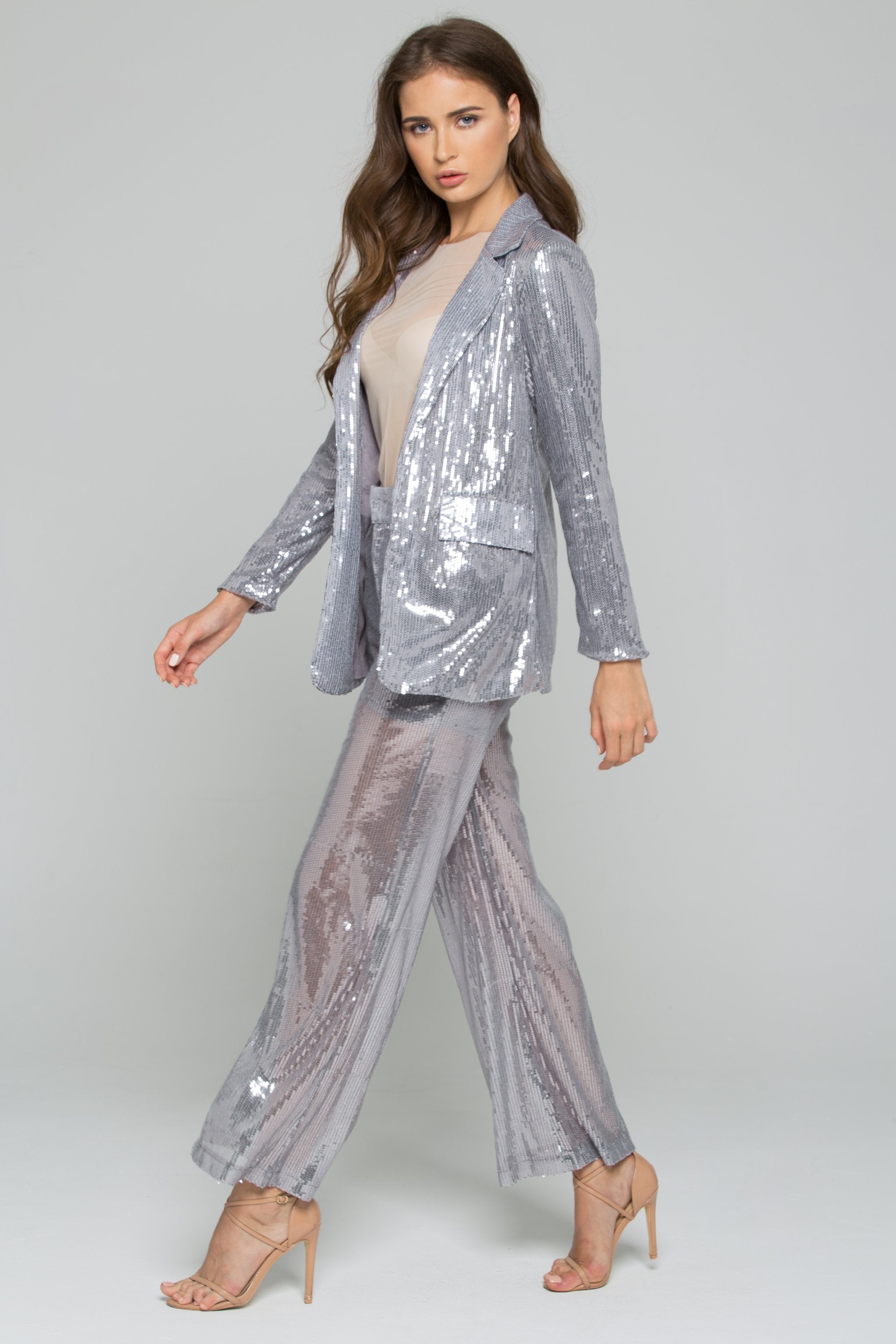 Grey Sequined Pantsuit - ownthelooks-Development