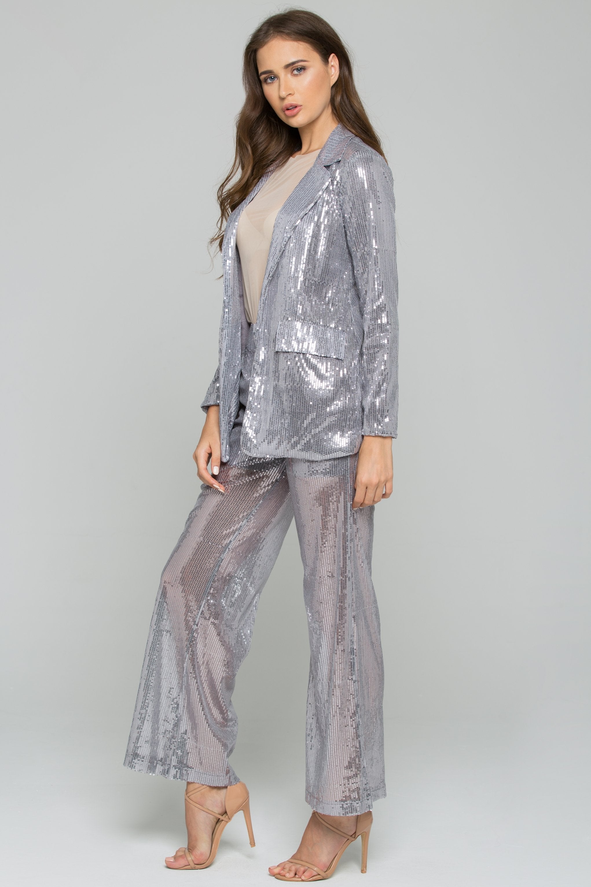 Grey Sequined Pantsuit - ownthelooks-Development
