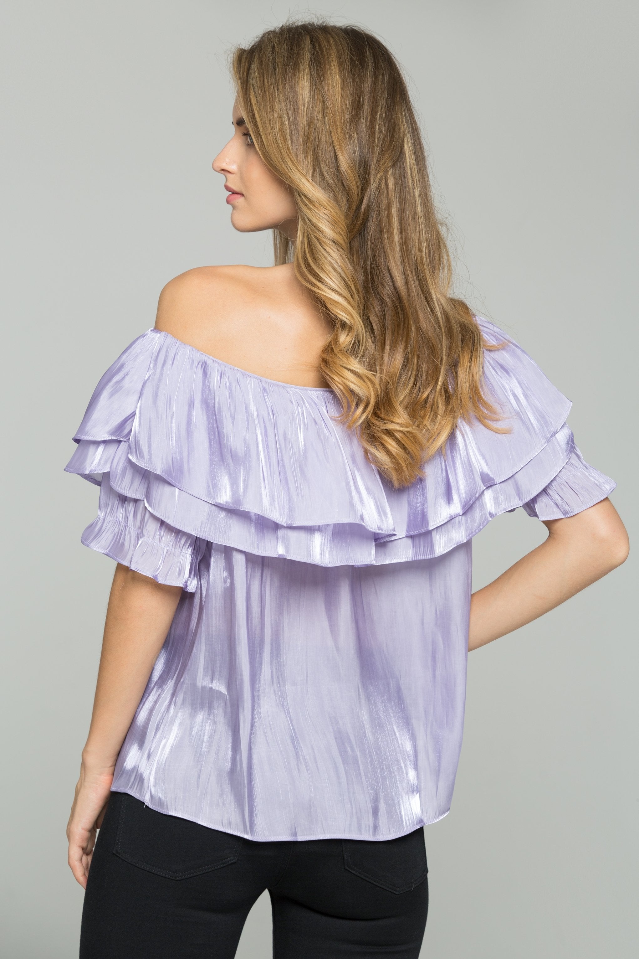 Heather Off the Shoulder Flounce Top - ownthelooks-Development