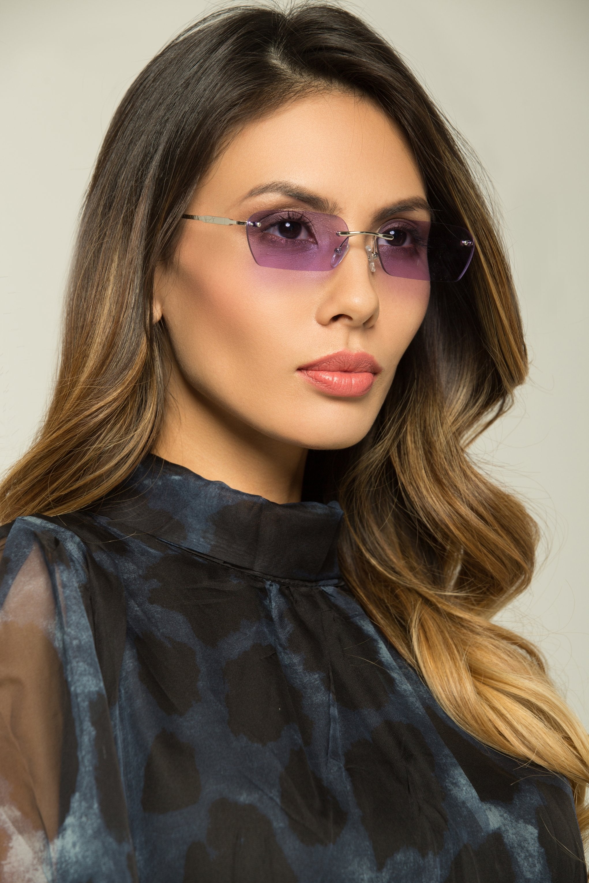 Lavender Angled Rectangle Sunglasses - ownthelooks-Development