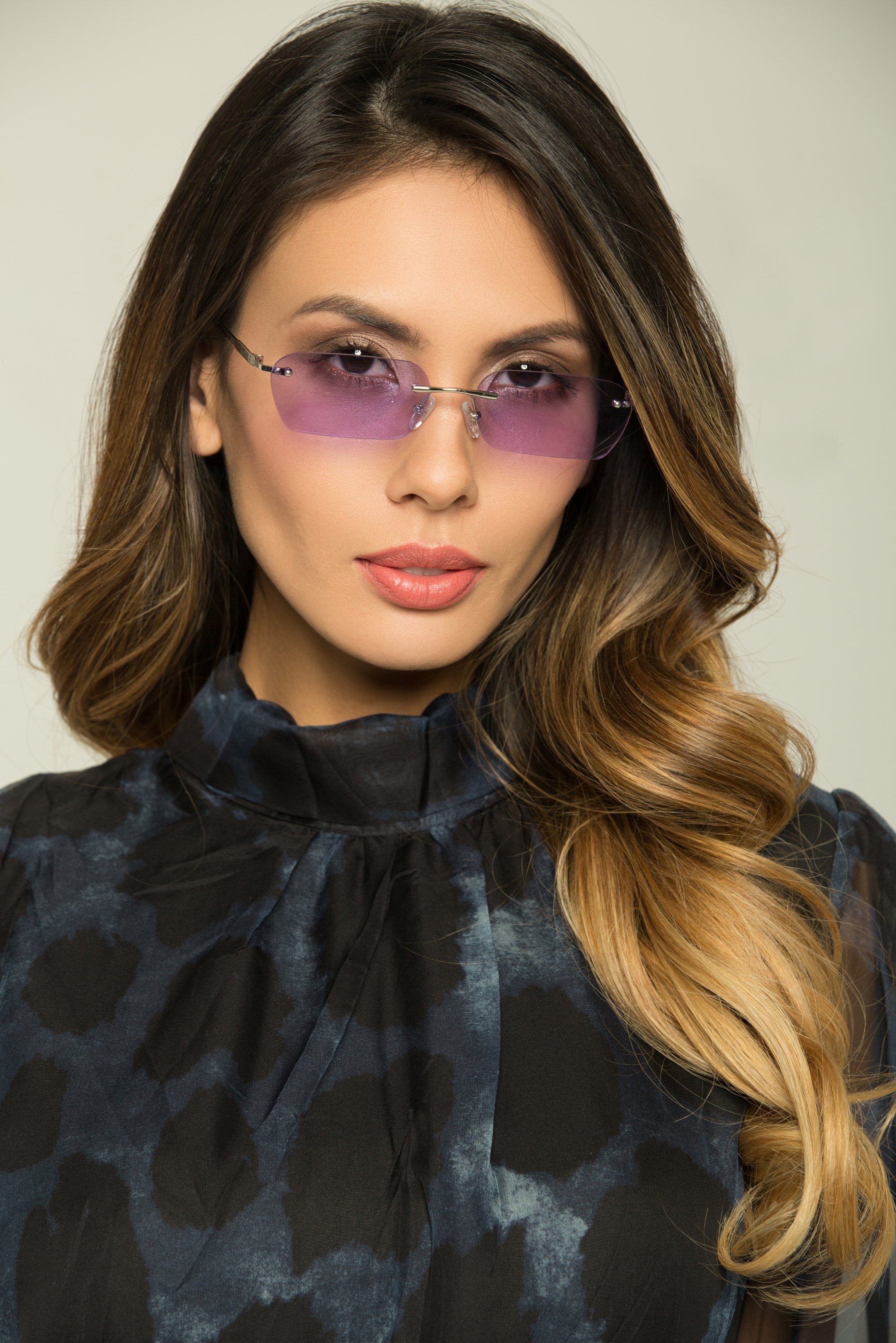 Lavender Angled Rectangle Sunglasses - ownthelooks-Development