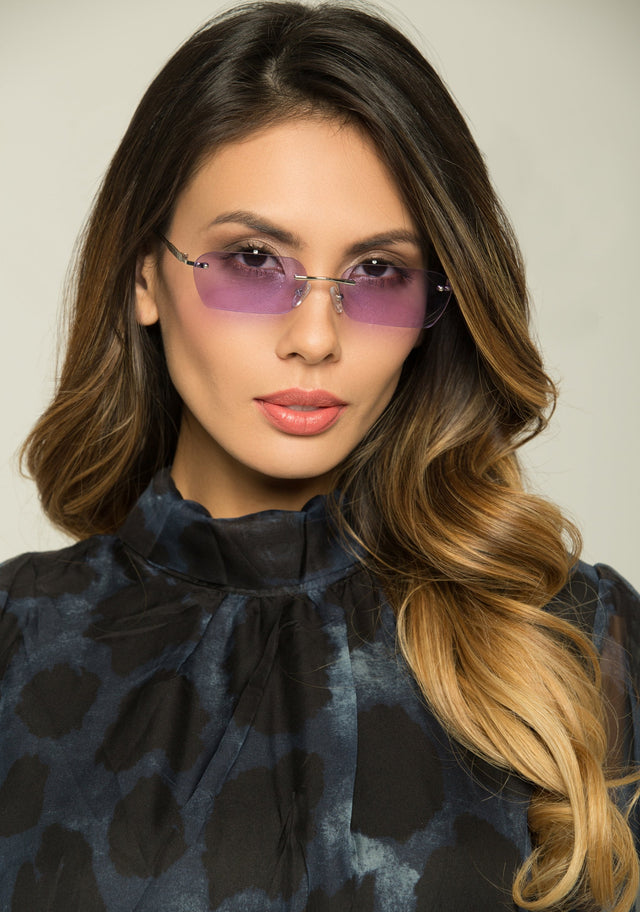 Lavender Angled Rectangle Sunglasses - ownthelooks-Development