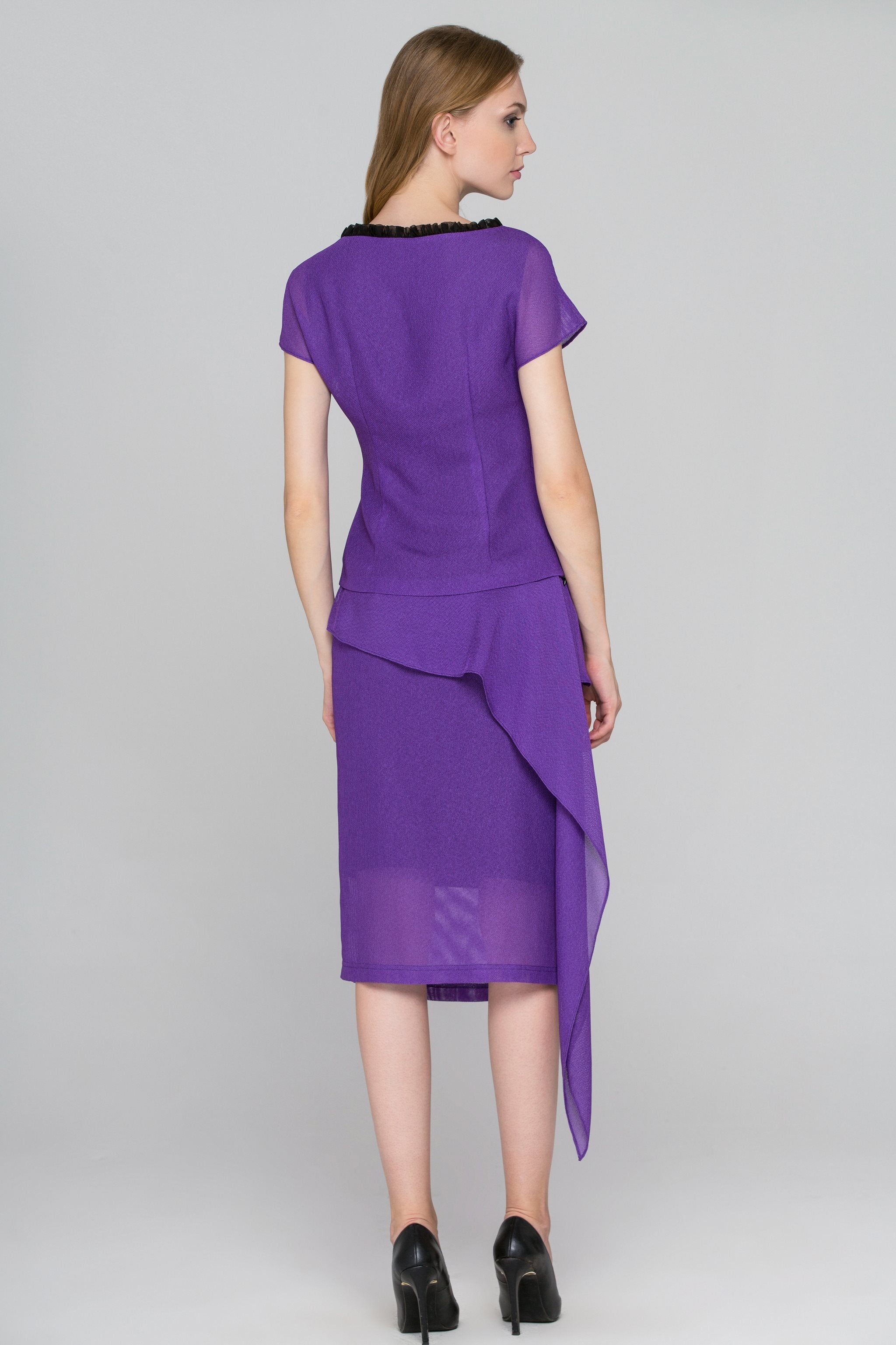 Lavender and Black Tulle Front Midi Dress - ownthelooks-Development