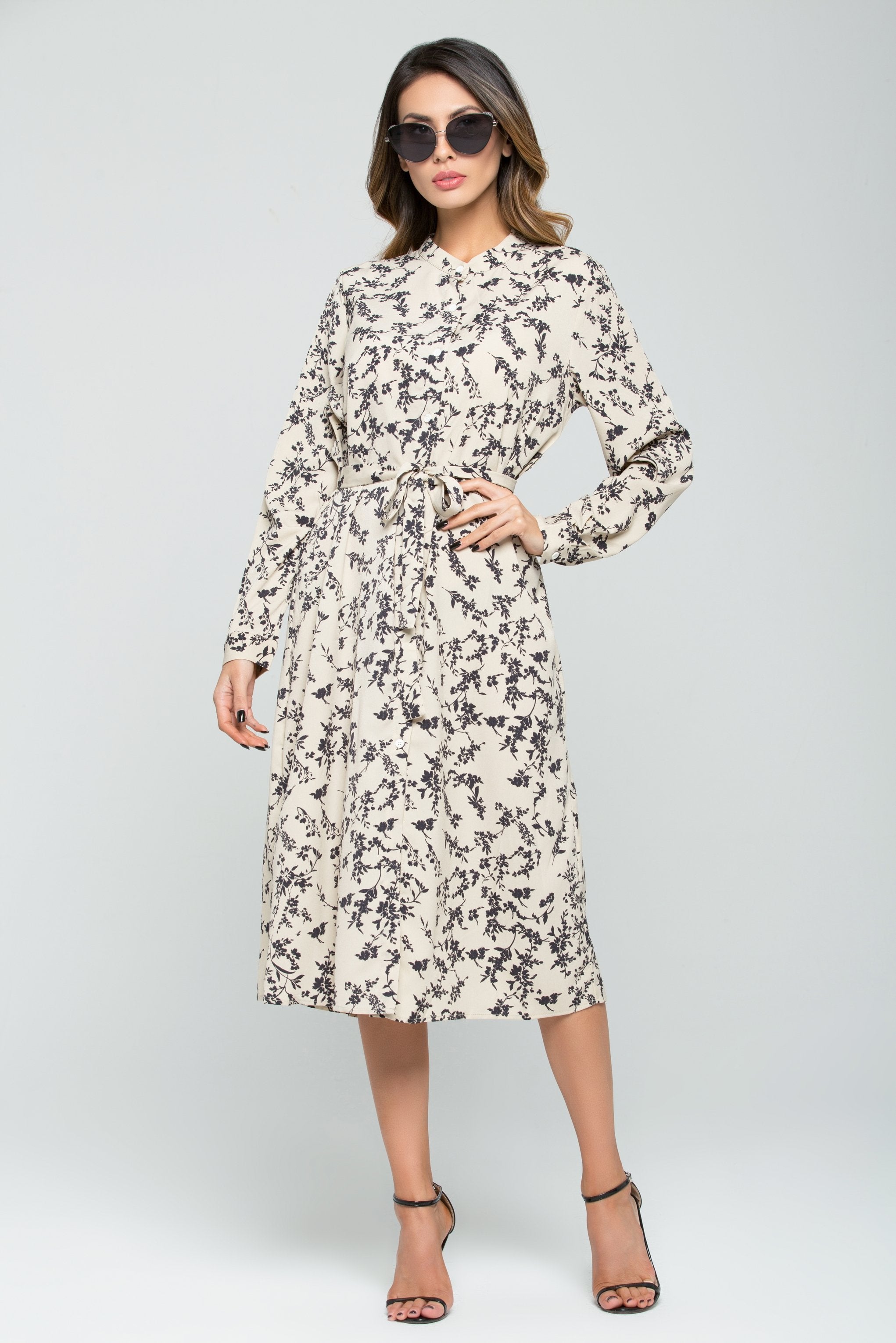 Light Beech and Black Forest Button-up Maxi Dress - ownthelooks-Development