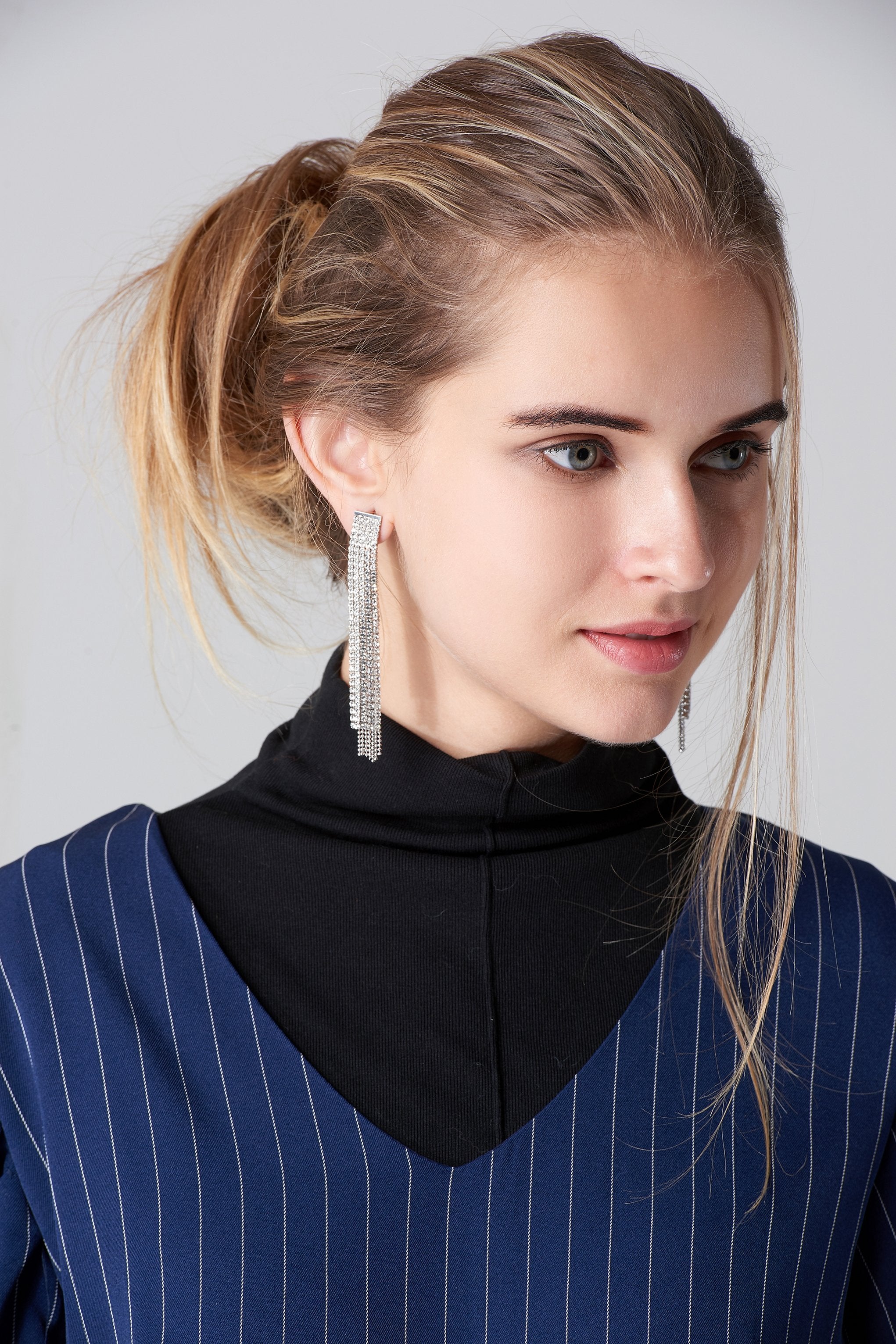 Long Studded Tassel Earrings - ownthelooks-Development