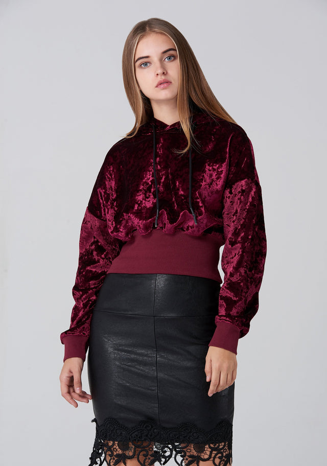 Maroon Velvet Hoodie - ownthelooks-Development
