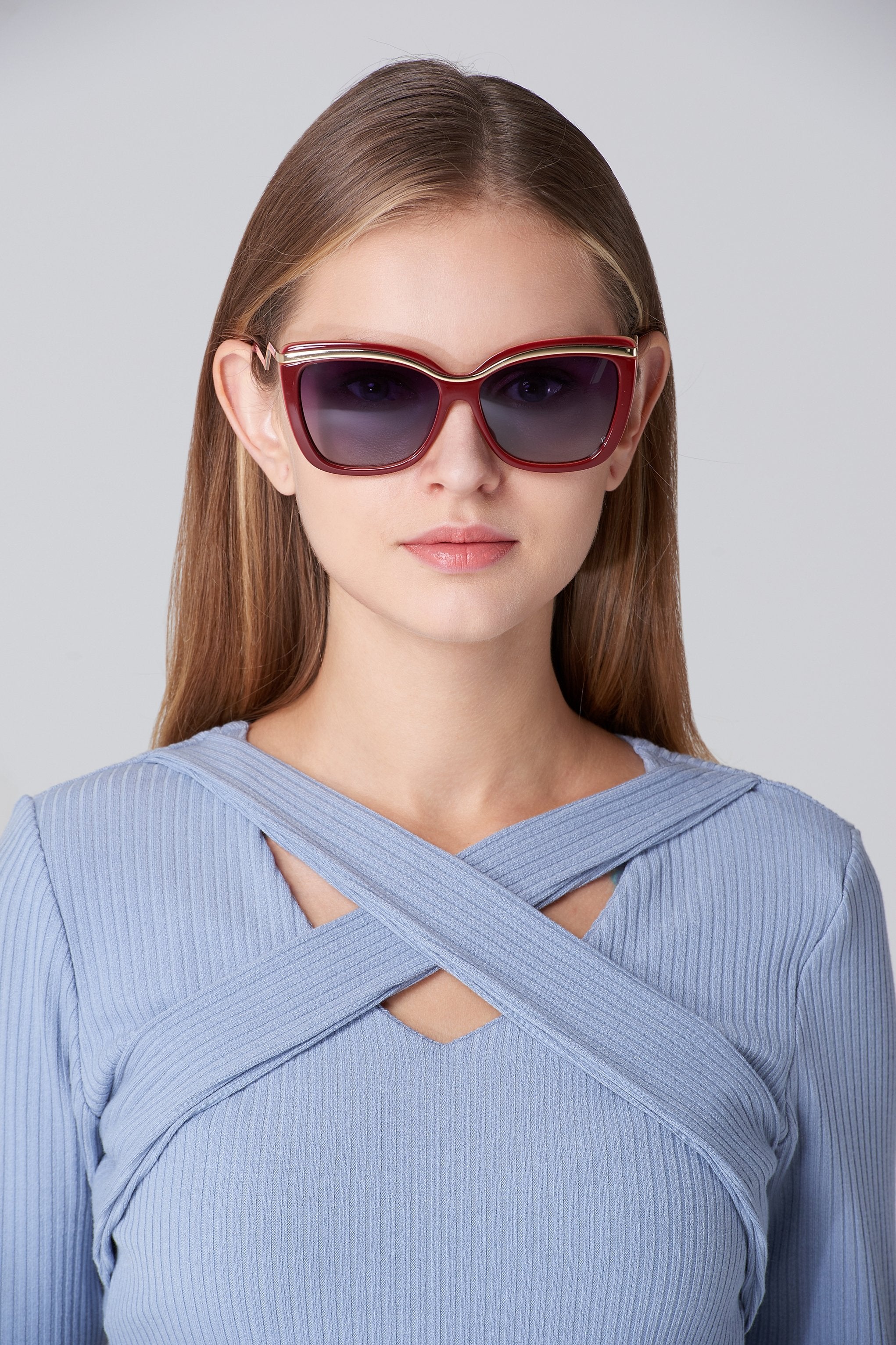 Maroon and Gold Top Rim Detail  Sunglasses - ownthelooks-Development