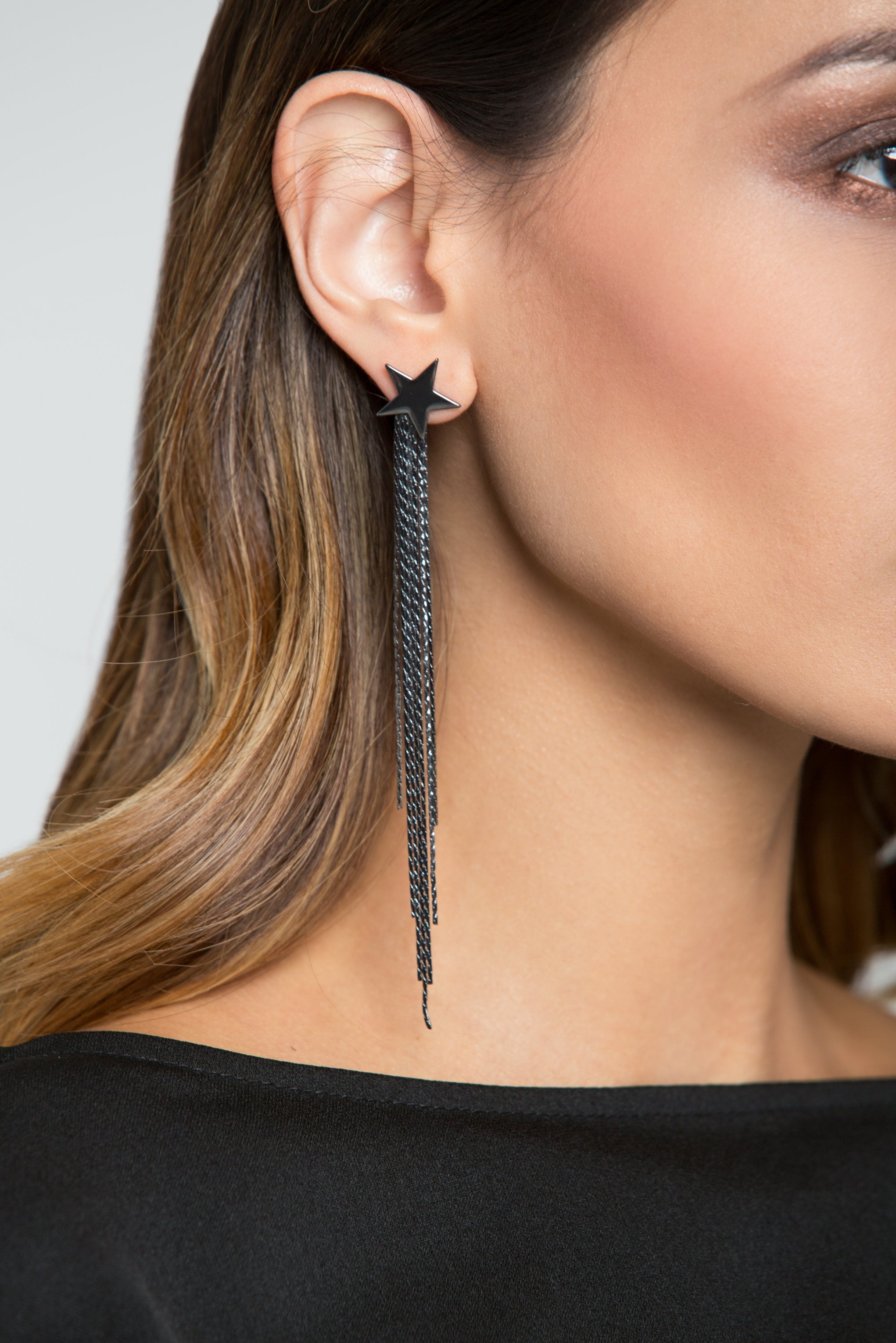 Metallic Tassel Star Stud Earrings - ownthelooks-Development