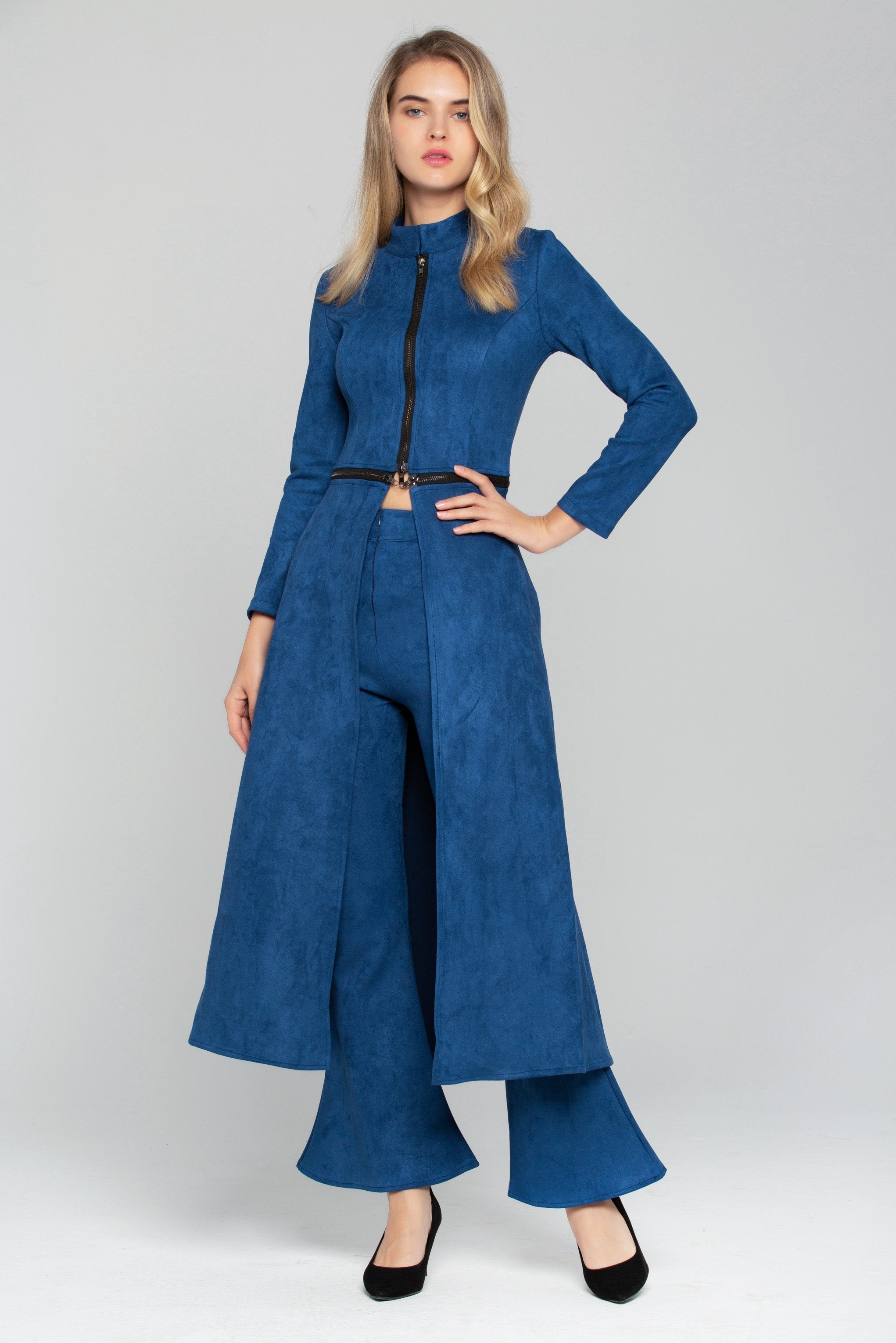 Midnight Blue Full Sleeves Zip Up 2 piece - ownthelooks-Development