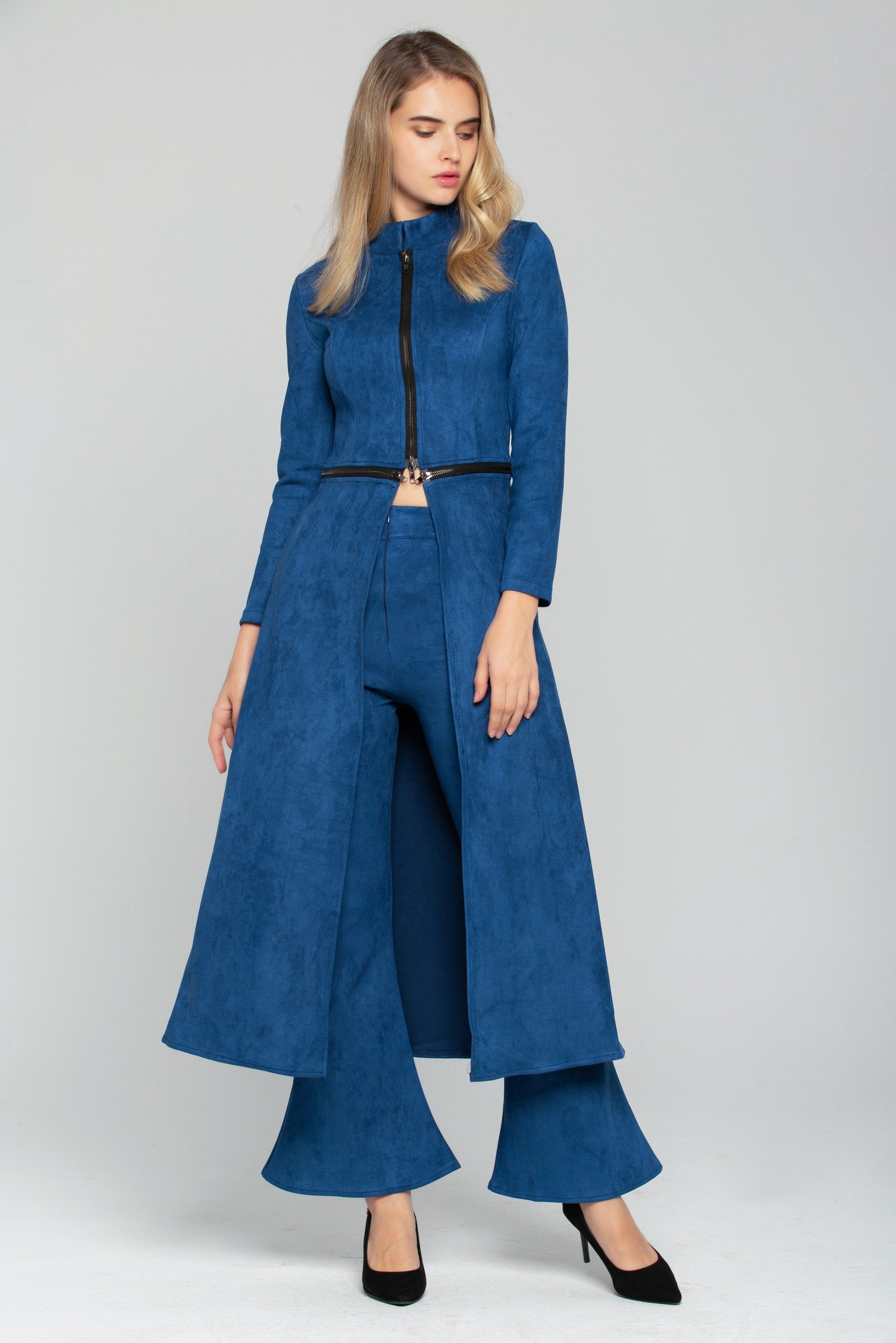 Midnight Blue Full Sleeves Zip Up 2 piece - ownthelooks-Development
