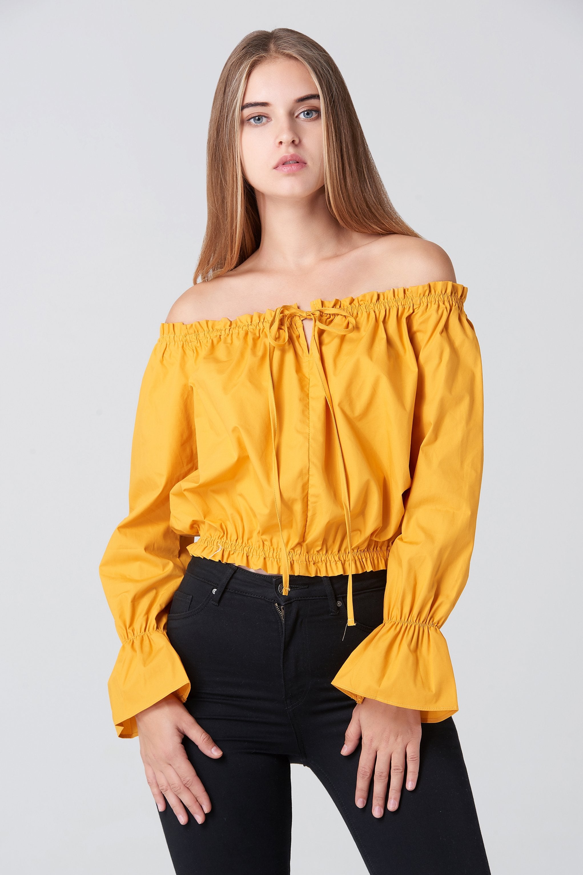 Mustard Sabrina Top - ownthelooks-Development