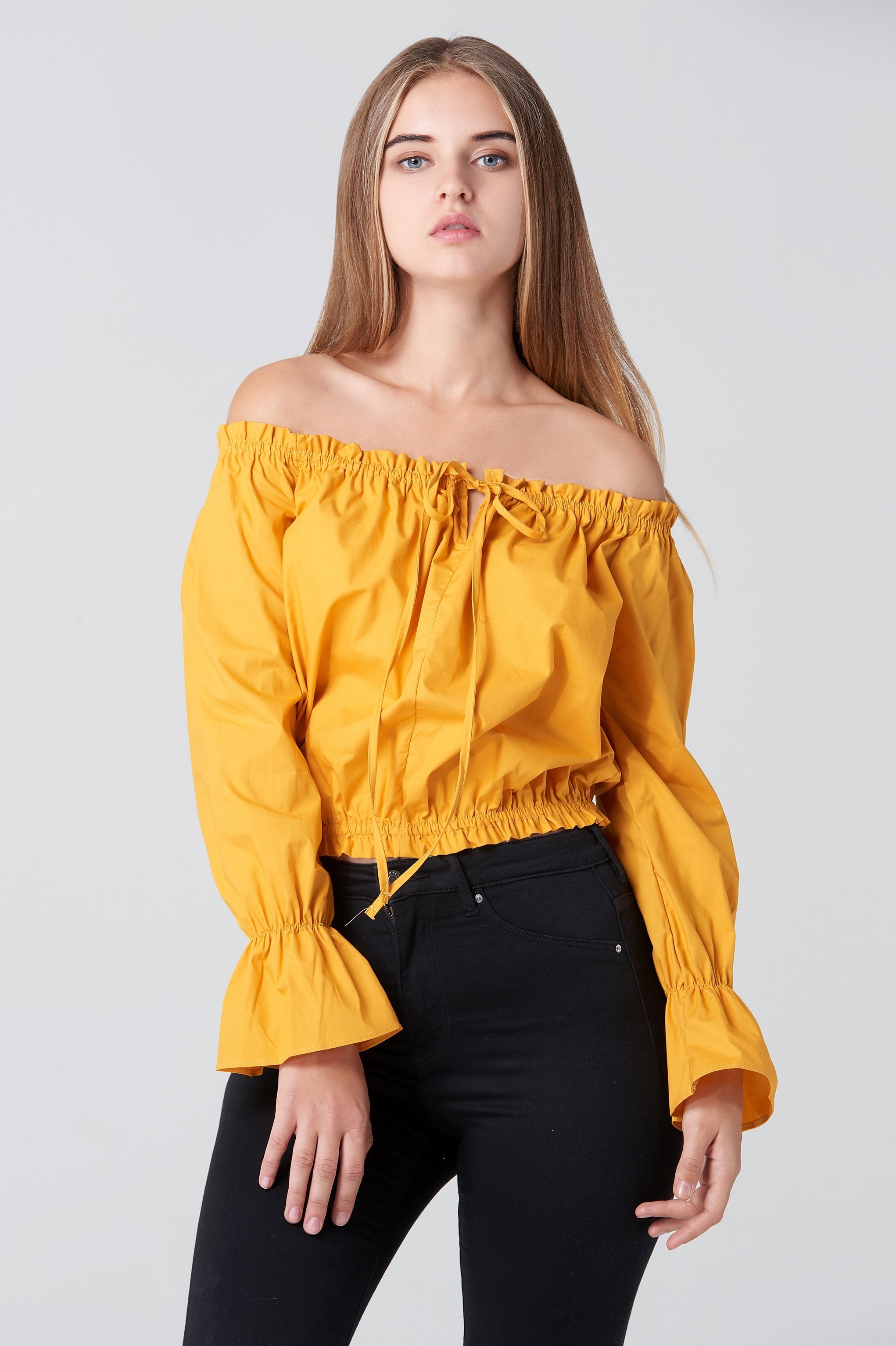 Mustard Sabrina Top - ownthelooks-Development