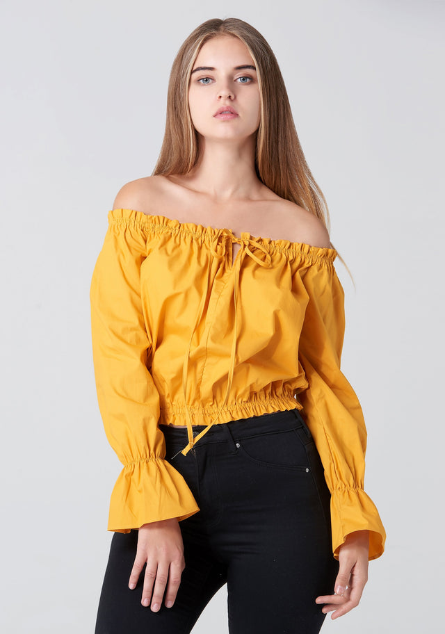 Mustard Sabrina Top - ownthelooks-Development