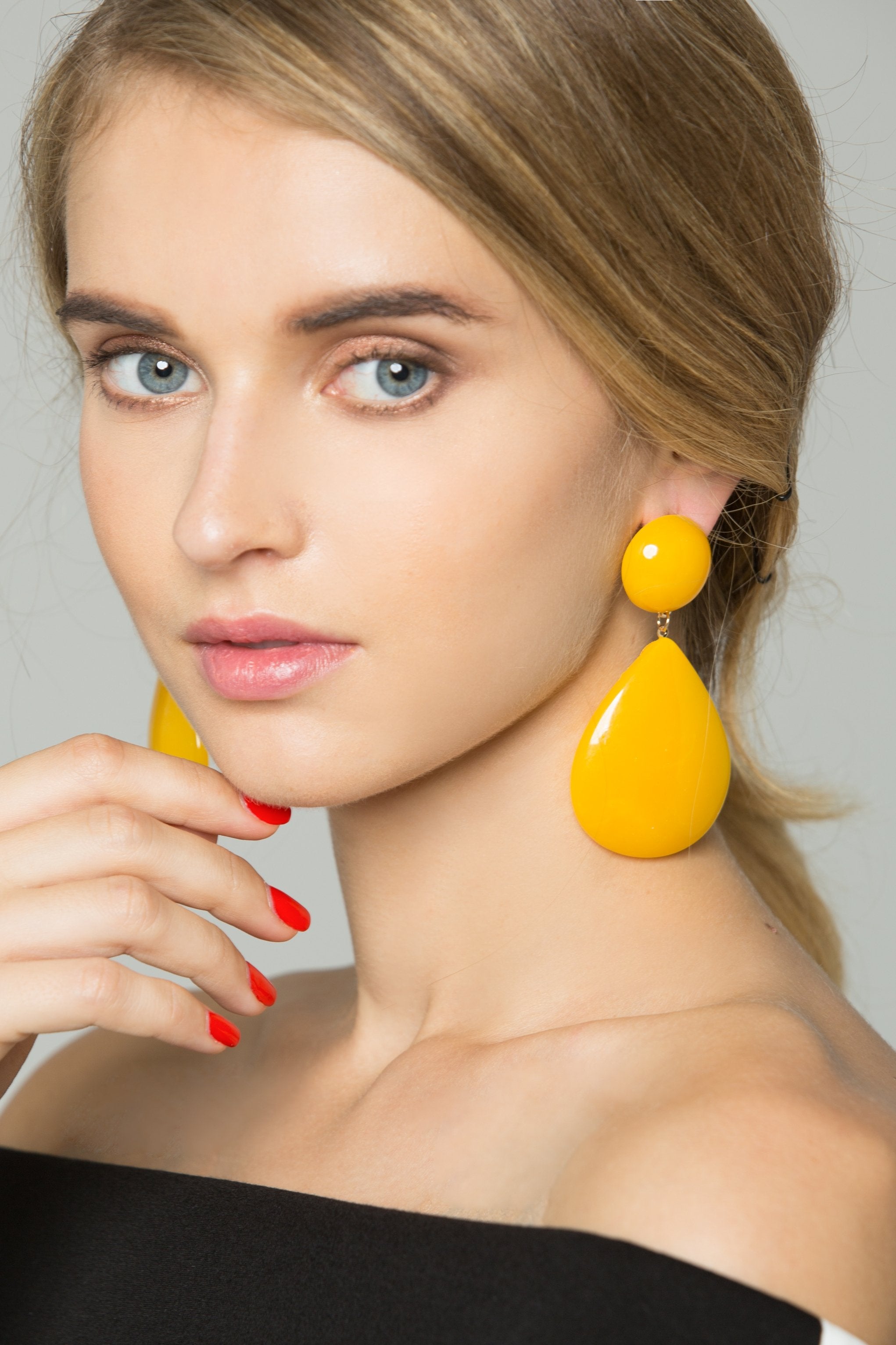 Mustard Teardrop Drop Earrings - ownthelooks-Development