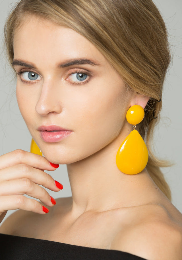 Mustard Teardrop Drop Earrings - ownthelooks-Development