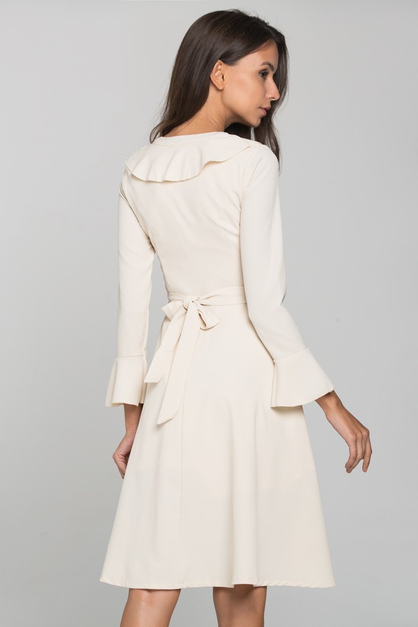 Nude Ruffled Gabot Midi Dress - ownthelooks-Development