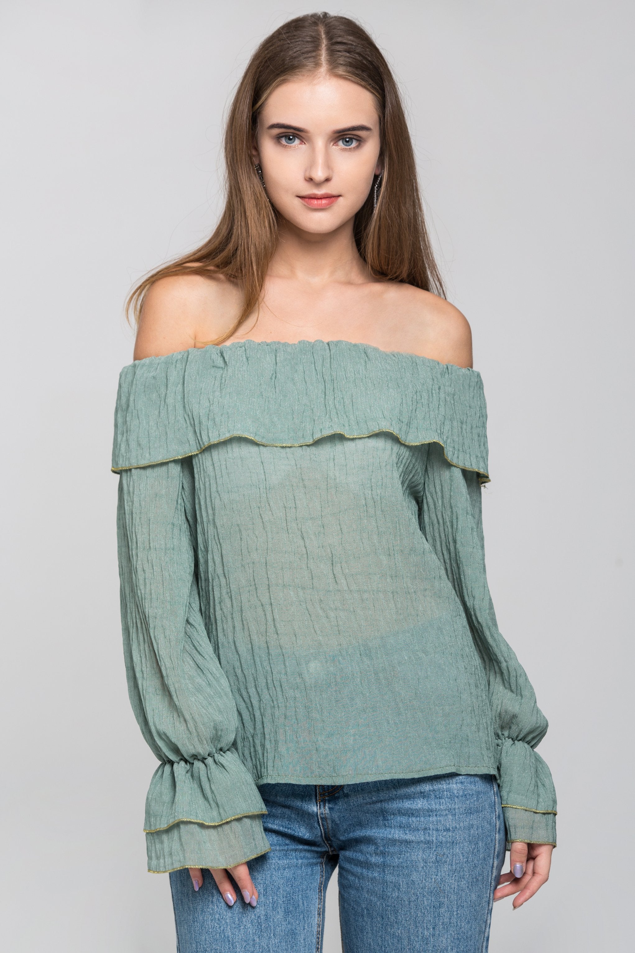 Olive Green Crepe Transparent Belt Strap - ownthelooks-Development