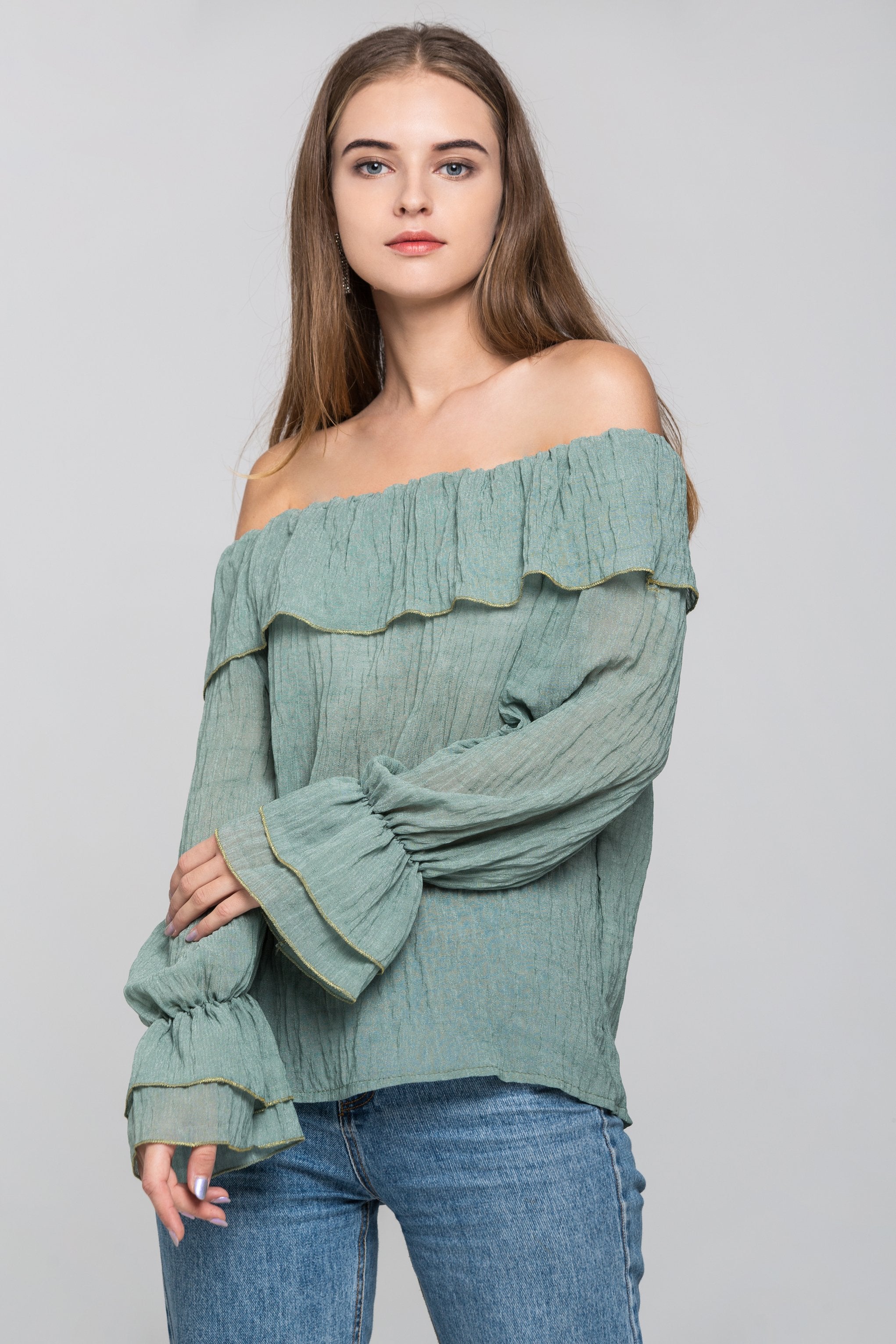 Olive Green Crepe Transparent Belt Strap - ownthelooks-Development