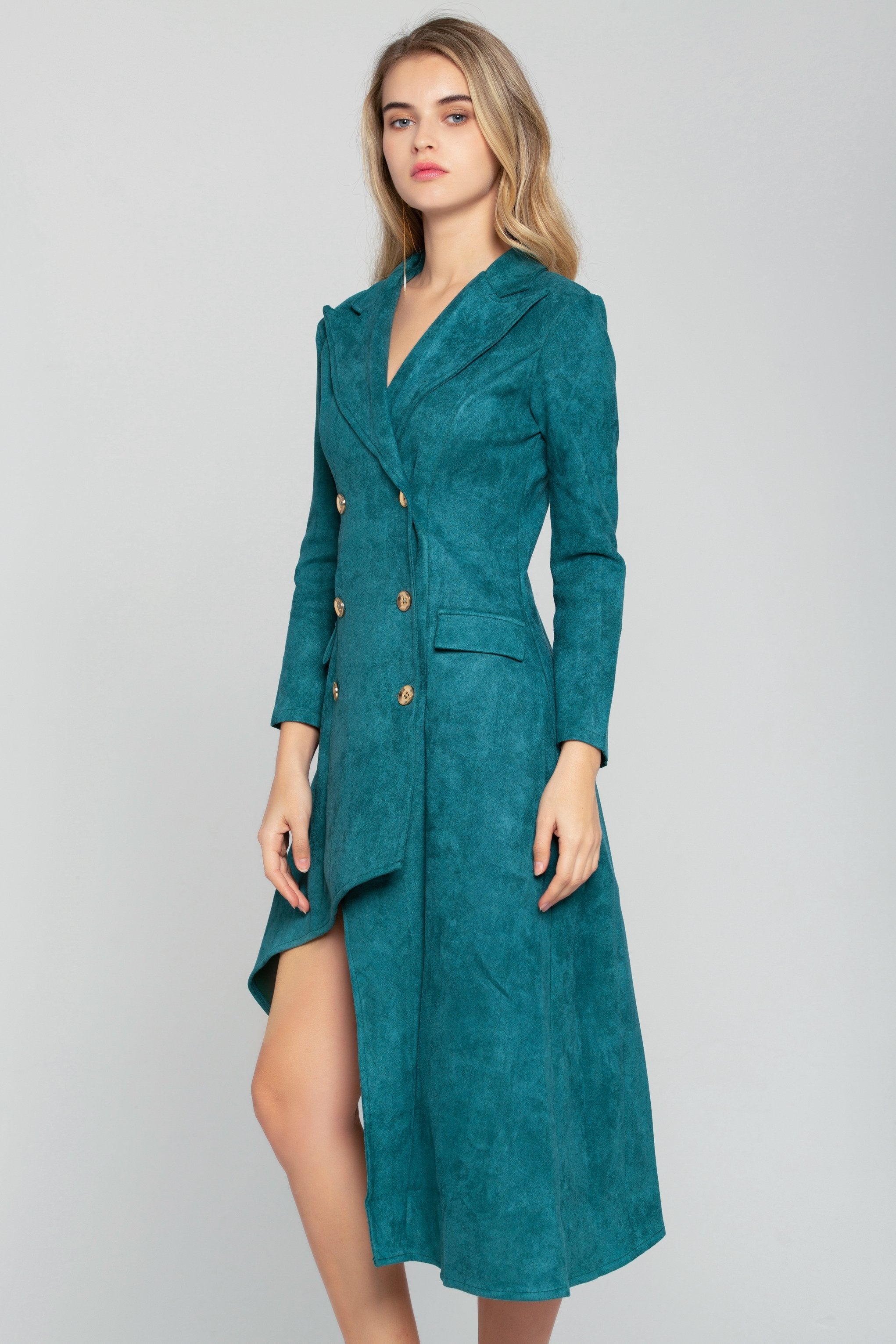 Parakeet Asymmetrical Double Breasted Blazer Dress - ownthelooks-Development