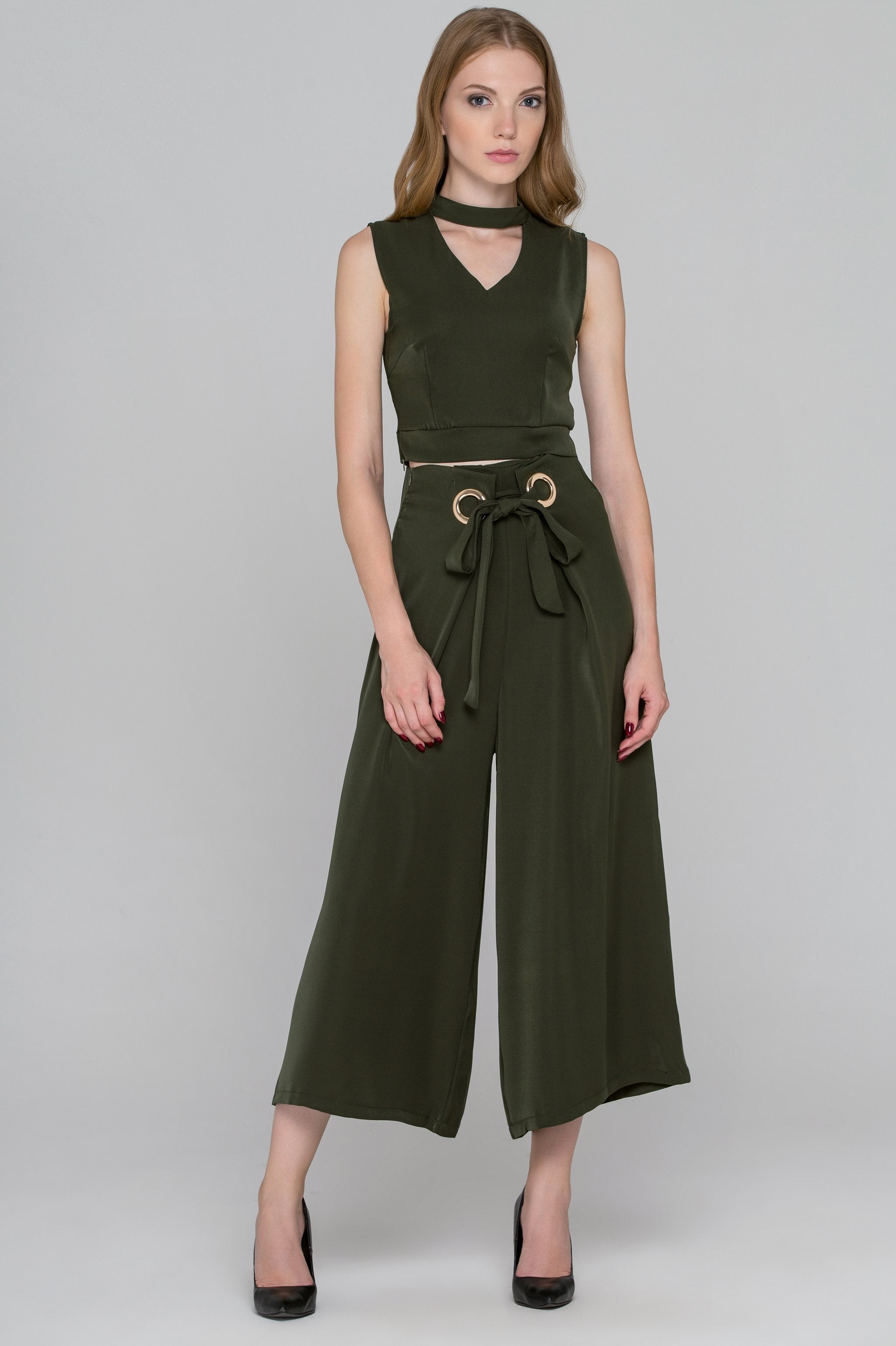 Rania Fawaz - Pine Green Two Piece Ring Palazzo Co-ord - ownthelooks-Development