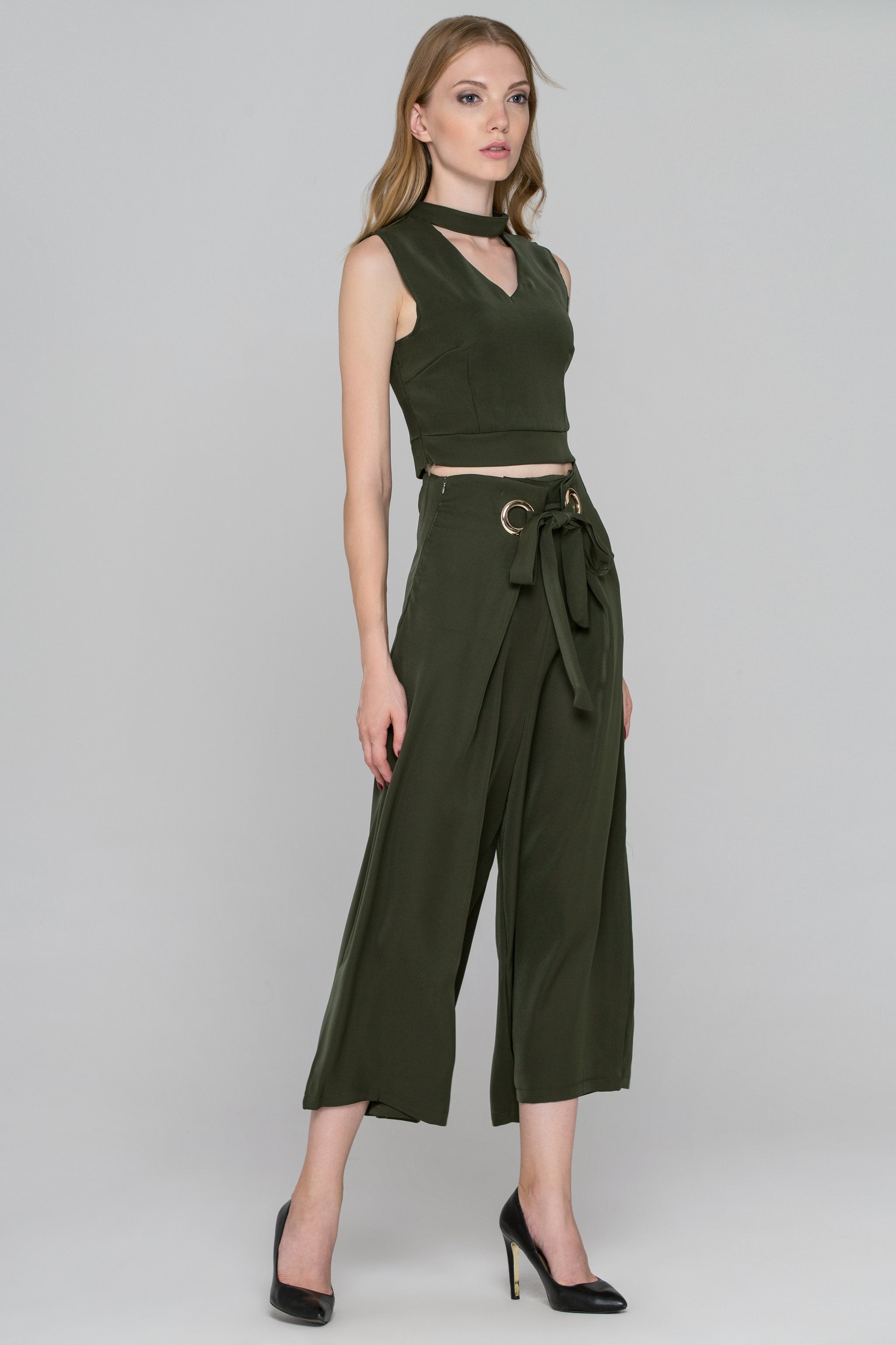 Rania Fawaz - Pine Green Two Piece Ring Palazzo Co-ord - ownthelooks-Development
