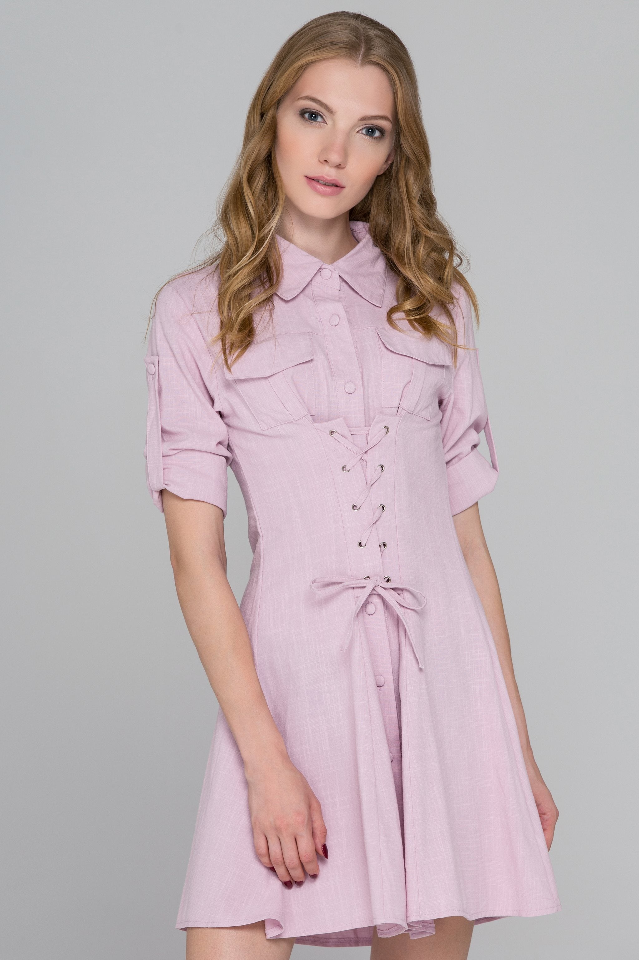 Pink Army Corset Shirt Dress - ownthelooks-Development