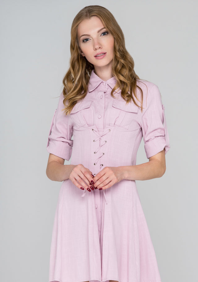 Pink Army Corset Shirt Dress - ownthelooks-Development