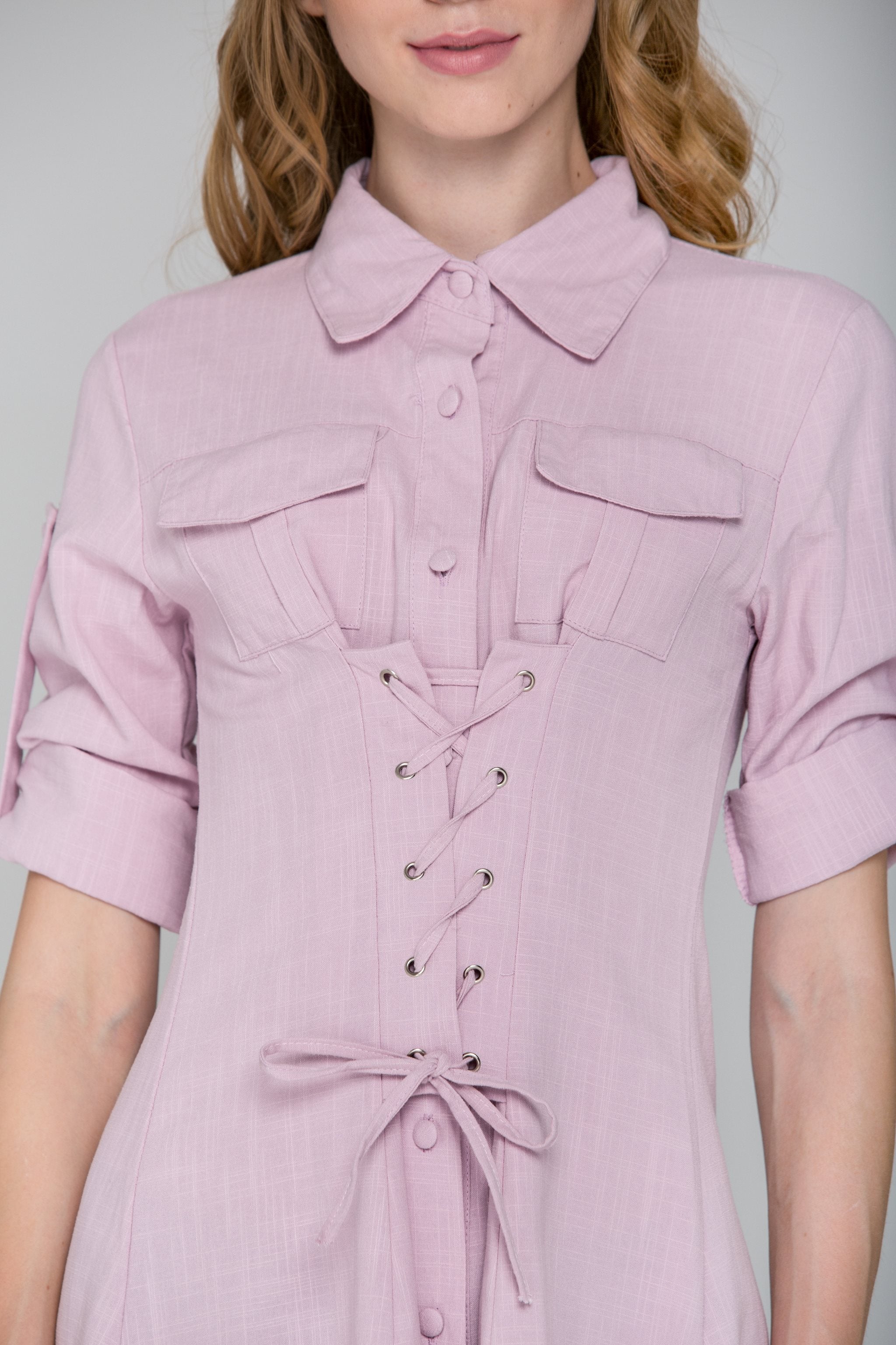 Pink Army Corset Shirt Dress - ownthelooks-Development