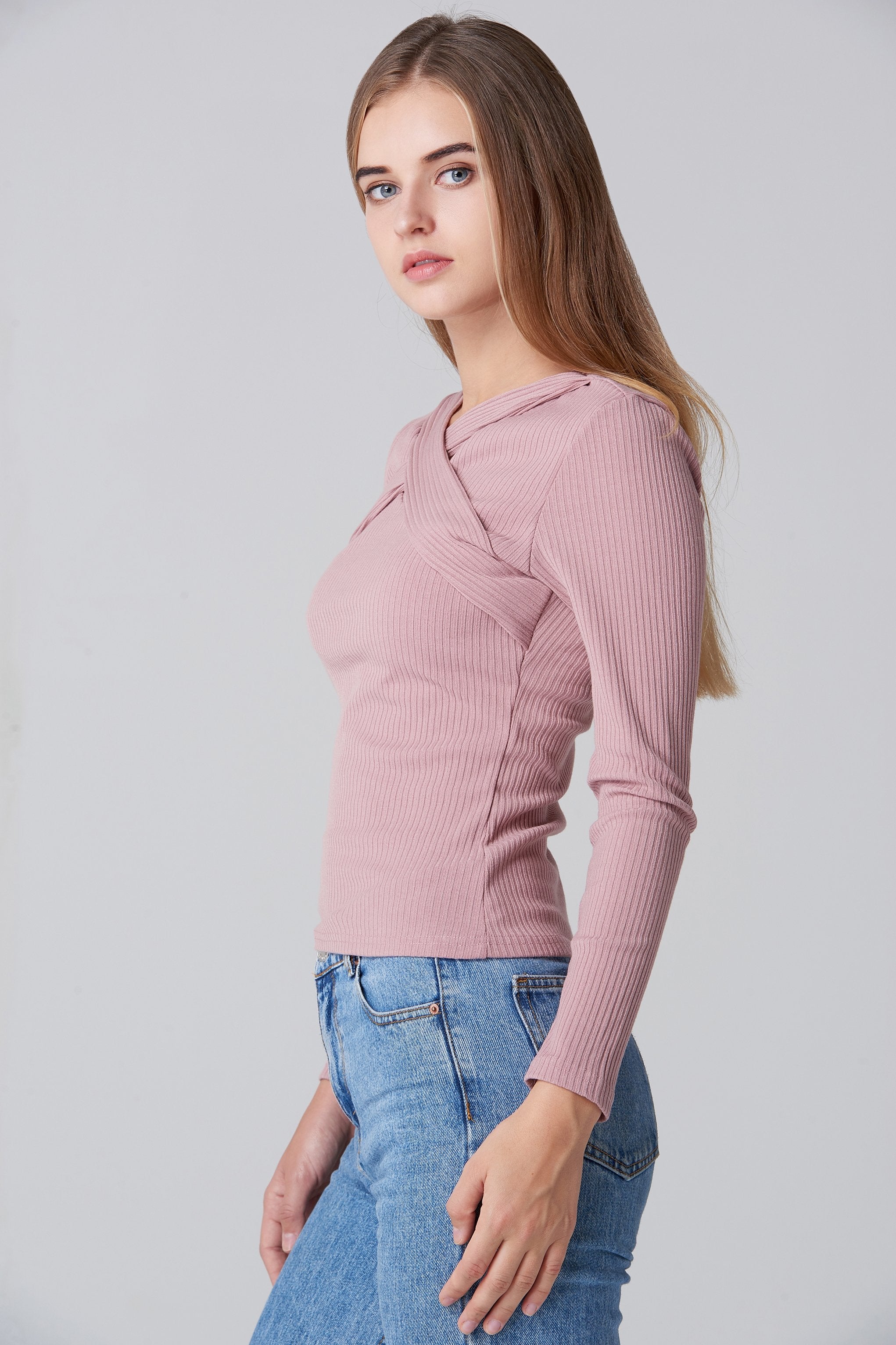 Pink Cross Body Sleeved Top - ownthelooks-Development