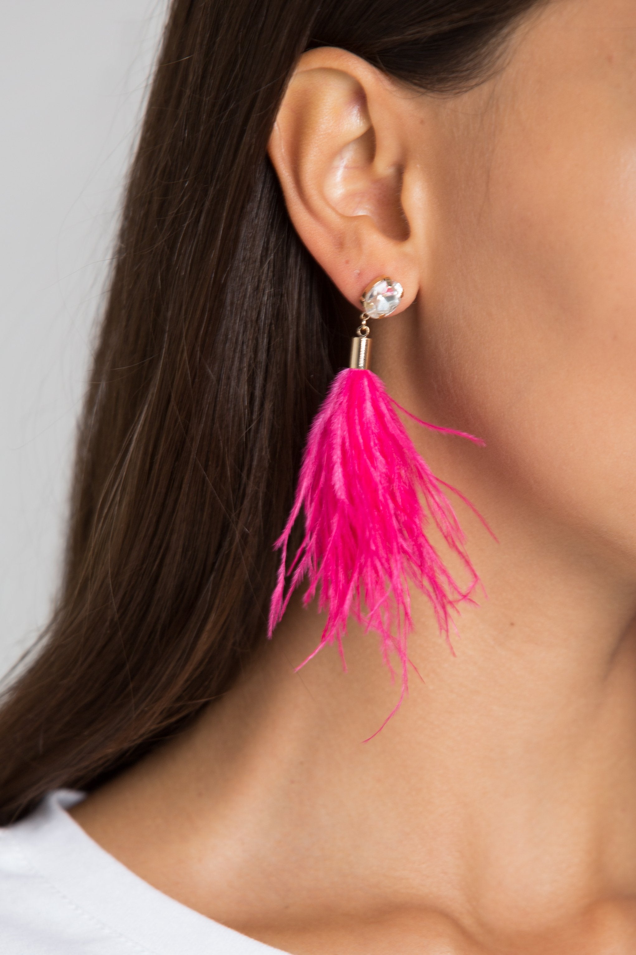 Pink Feather Earrings - ownthelooks-Development
