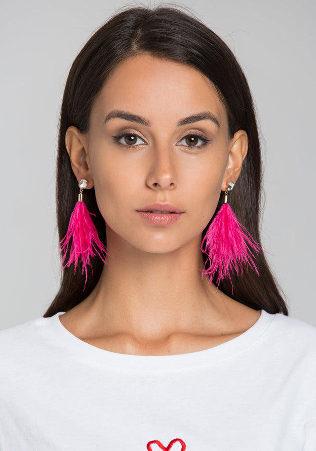 Pink Feather Earrings - ownthelooks-Development
