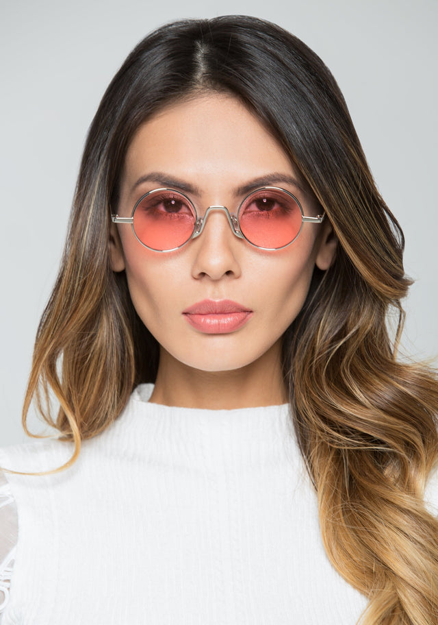 Pink Lens Inverted Bridge Round Sunglasses - ownthelooks-Development