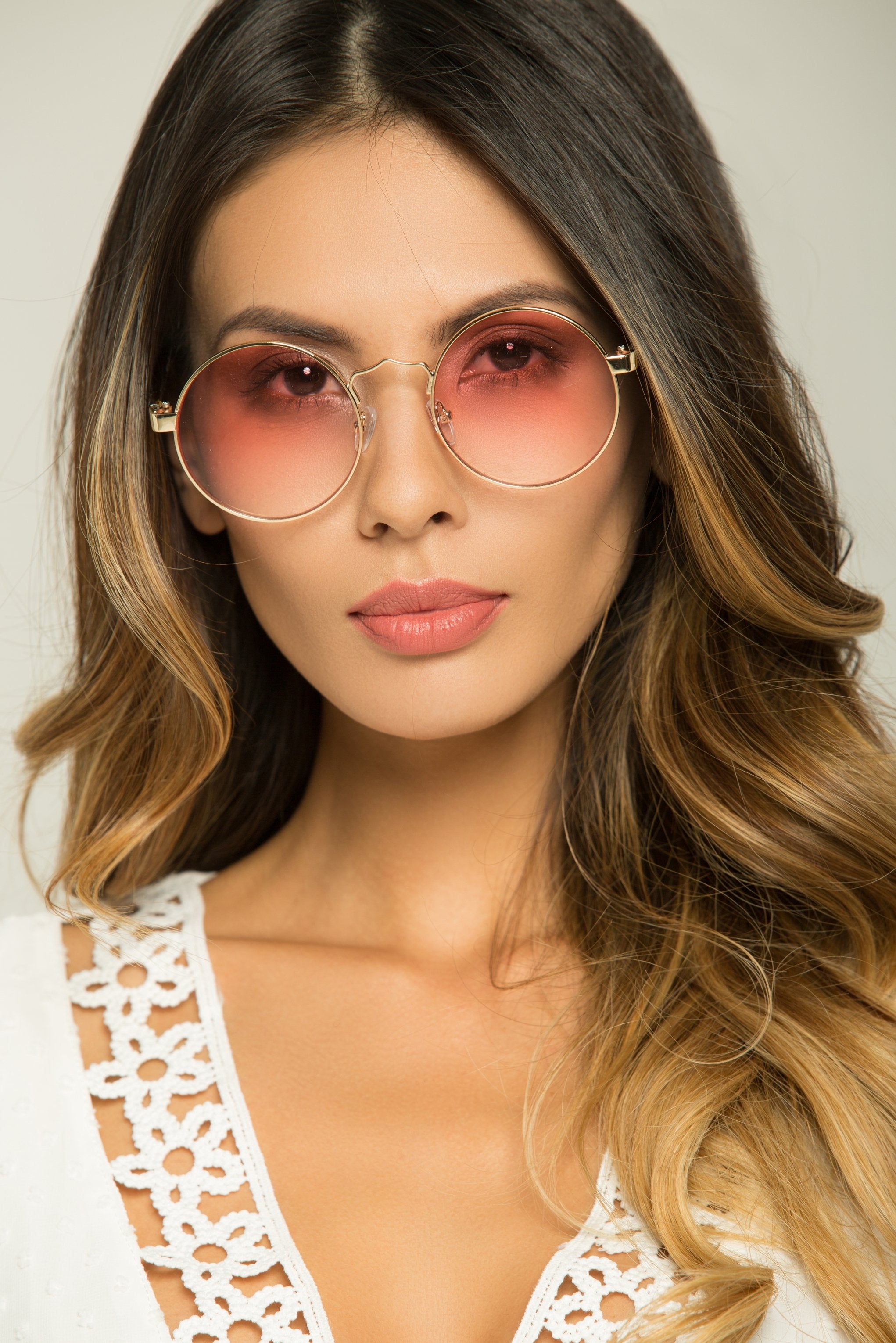 Pink Lens Round Sunglasses - ownthelooks-Development
