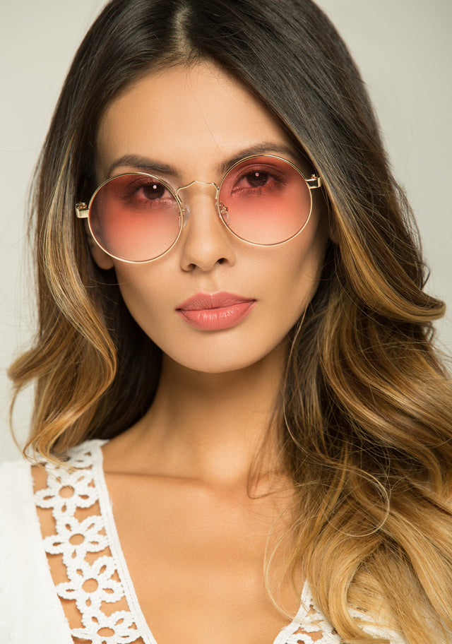 Pink Lens Round Sunglasses - ownthelooks-Development