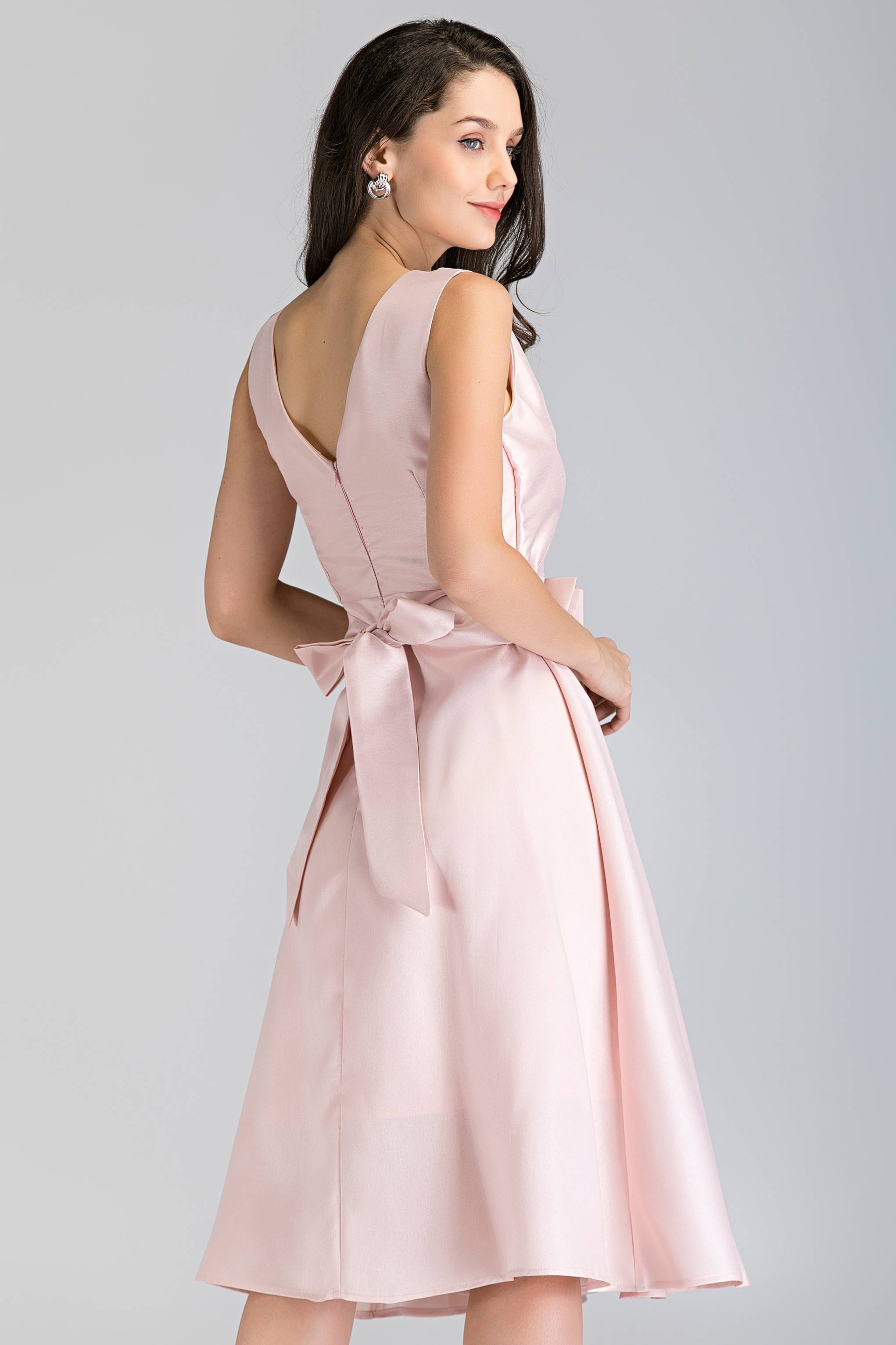 Pink Pearl Silk Midi Ball Dress - ownthelooks-Development