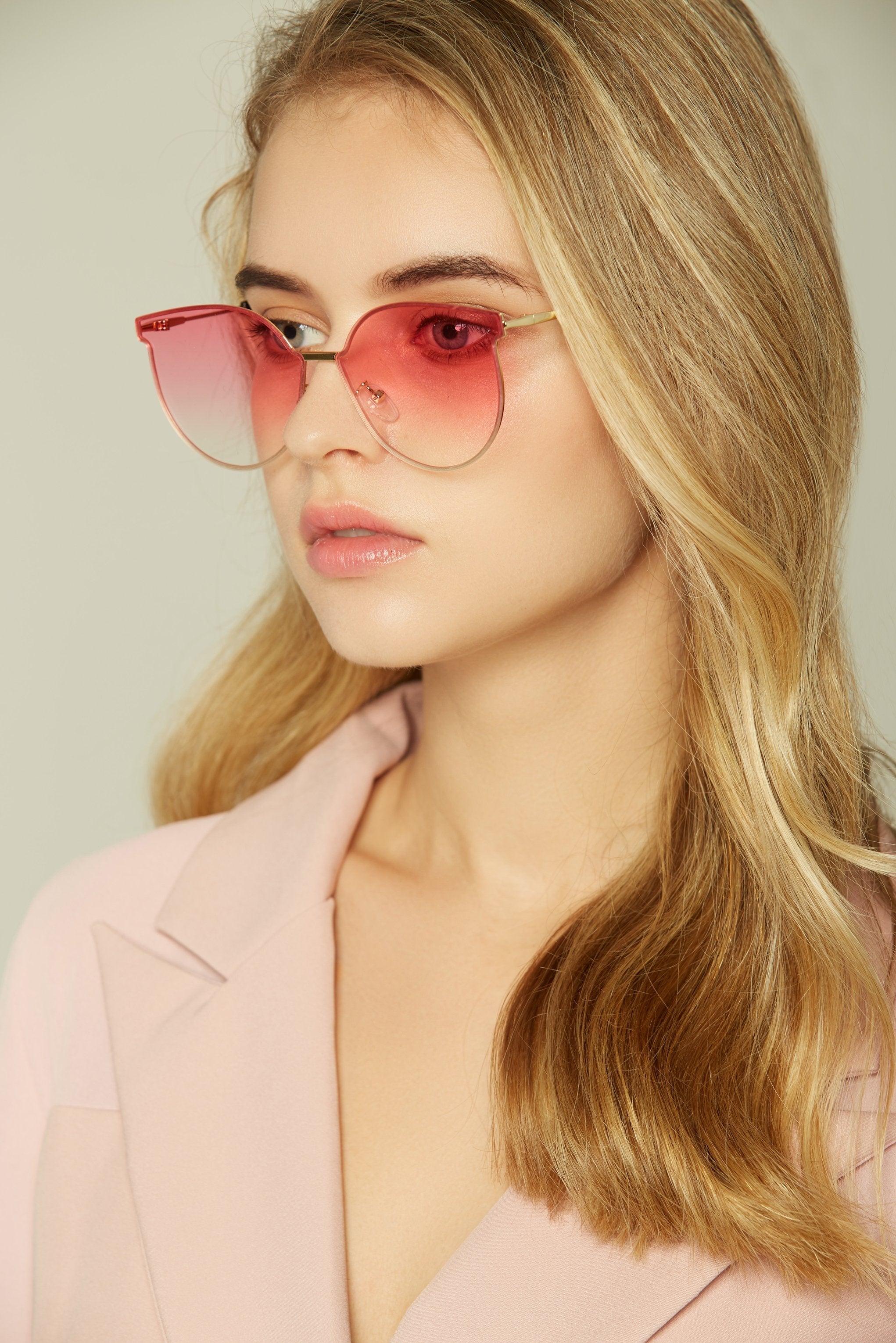 Pink Slim Rim Cat Eye Sunglasses - ownthelooks-Development