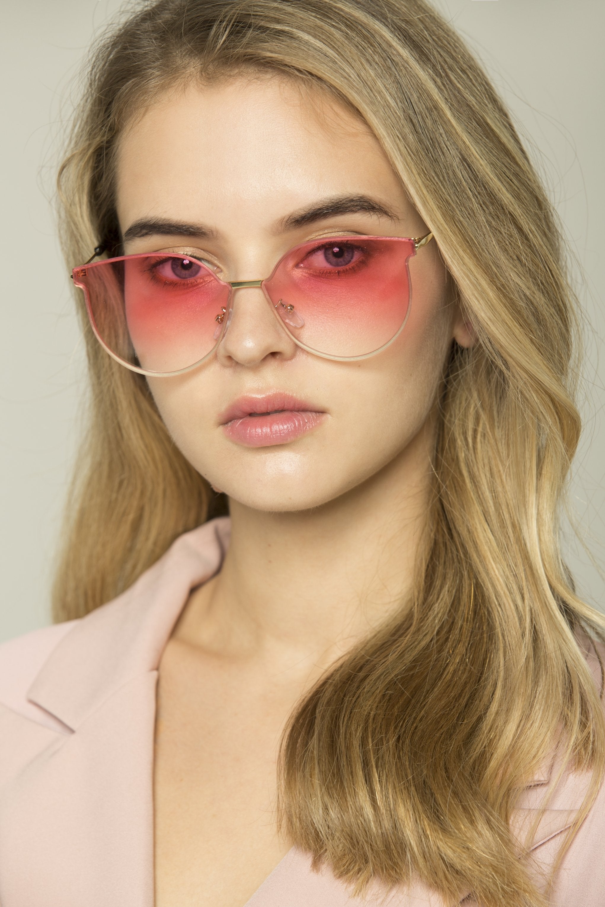 Pink Slim Rim Cat Eye Sunglasses - ownthelooks-Development