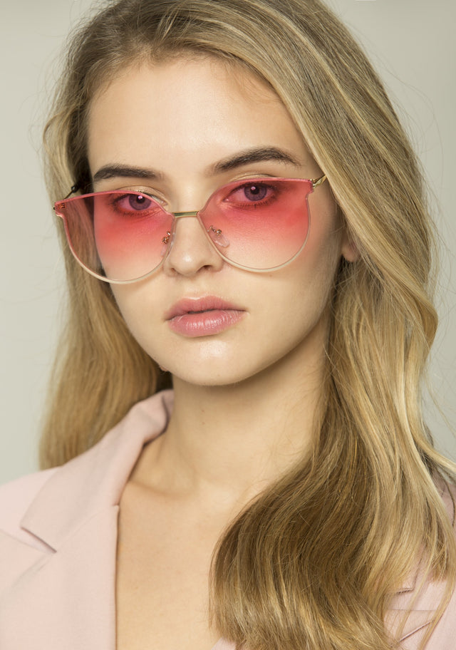 Pink Slim Rim Cat Eye Sunglasses - ownthelooks-Development