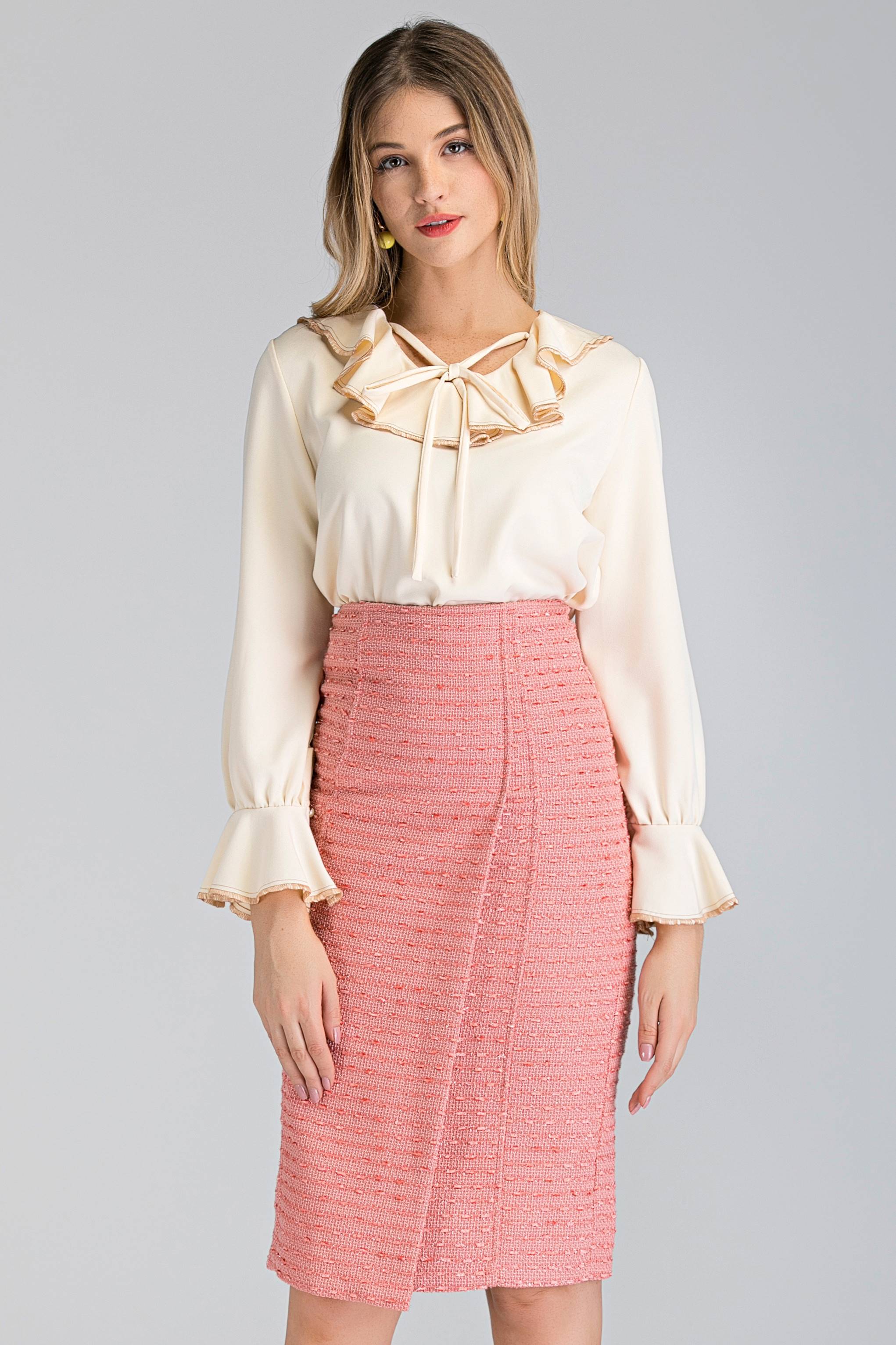 Pink Tweed and Ruffled Champagne Set - ownthelooks-Development