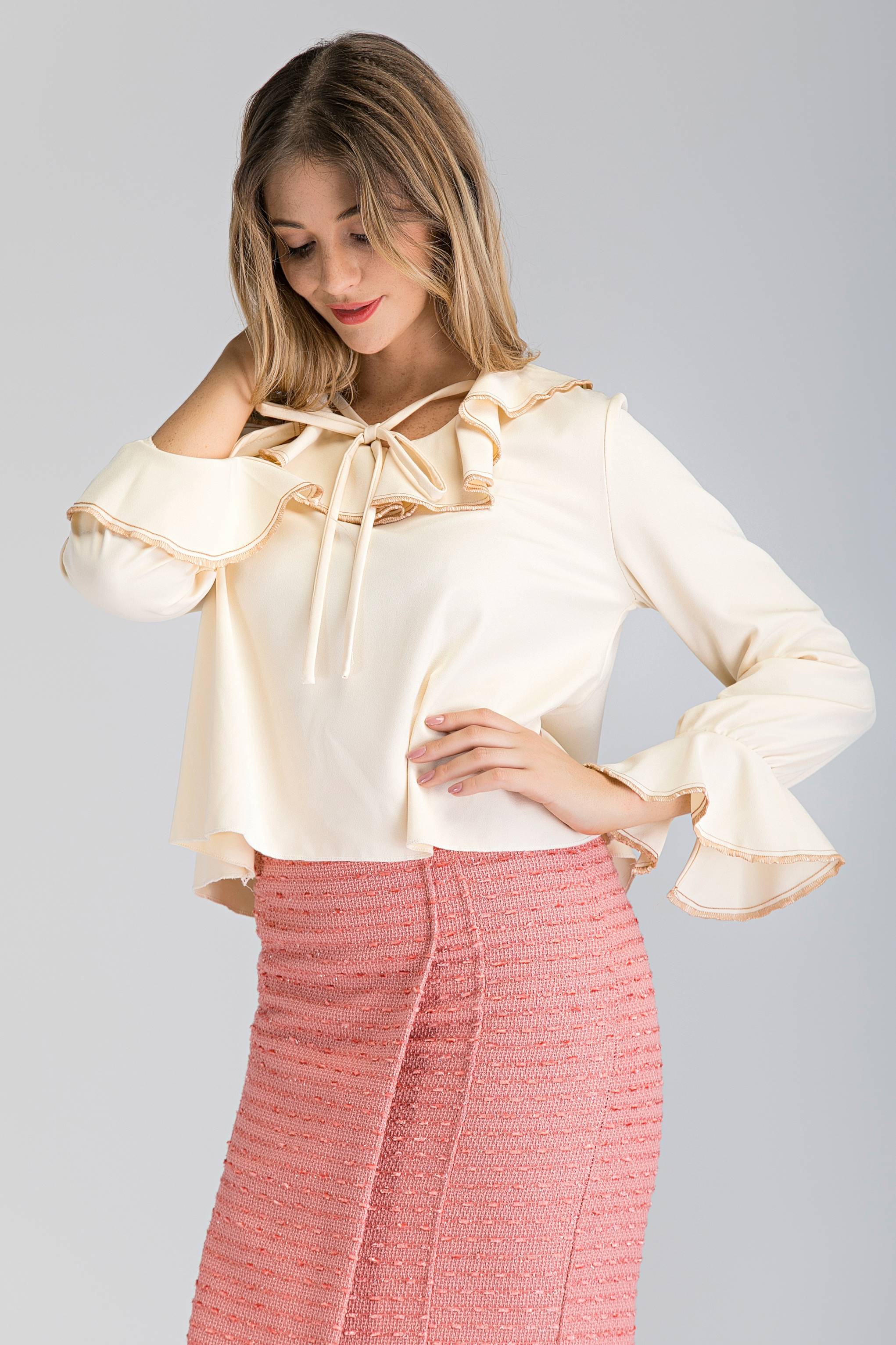 Pink Tweed and Ruffled Champagne Set - ownthelooks-Development