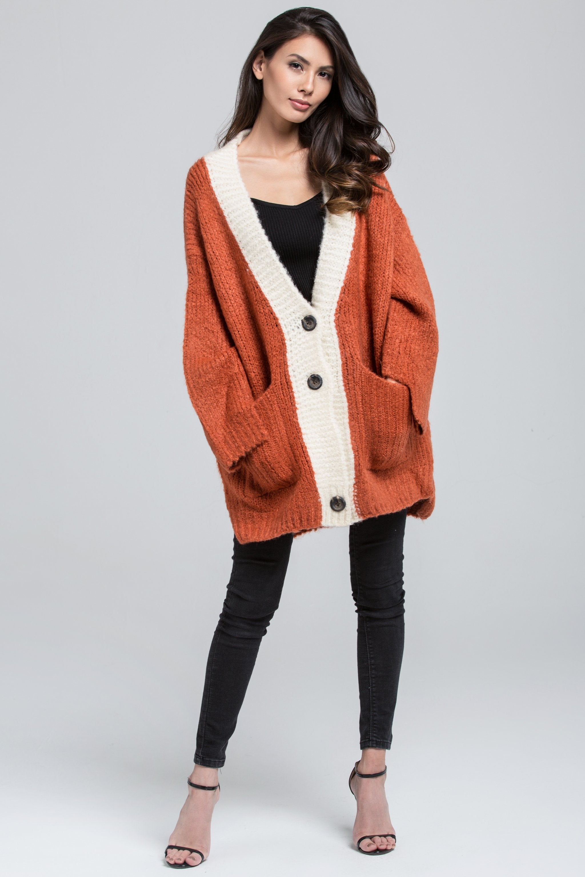 Pumpkin Wool Knit Oversized Cardigan - ownthelooks-Development