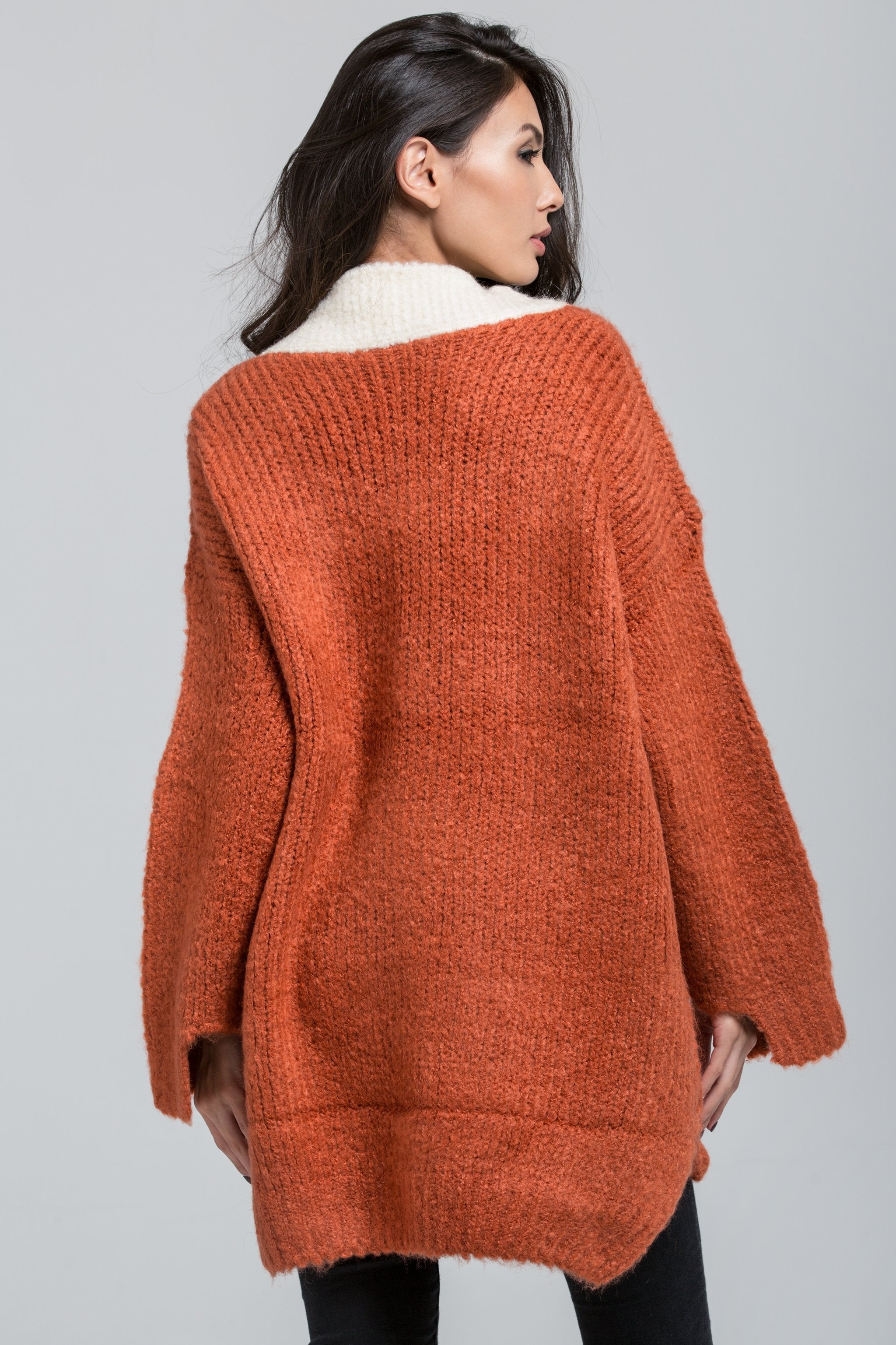 Pumpkin Wool Knit Oversized Cardigan - ownthelooks-Development
