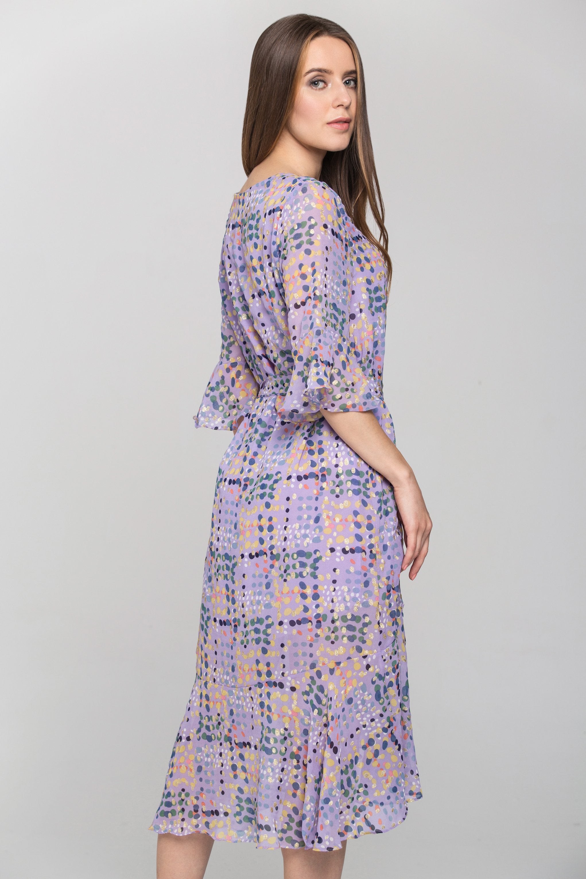 Purple Water Color Chiffon Midi Dress - ownthelooks-Development